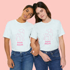 Dog Mom T‑Shirt – Minimal Pink Line Art Dog Tee