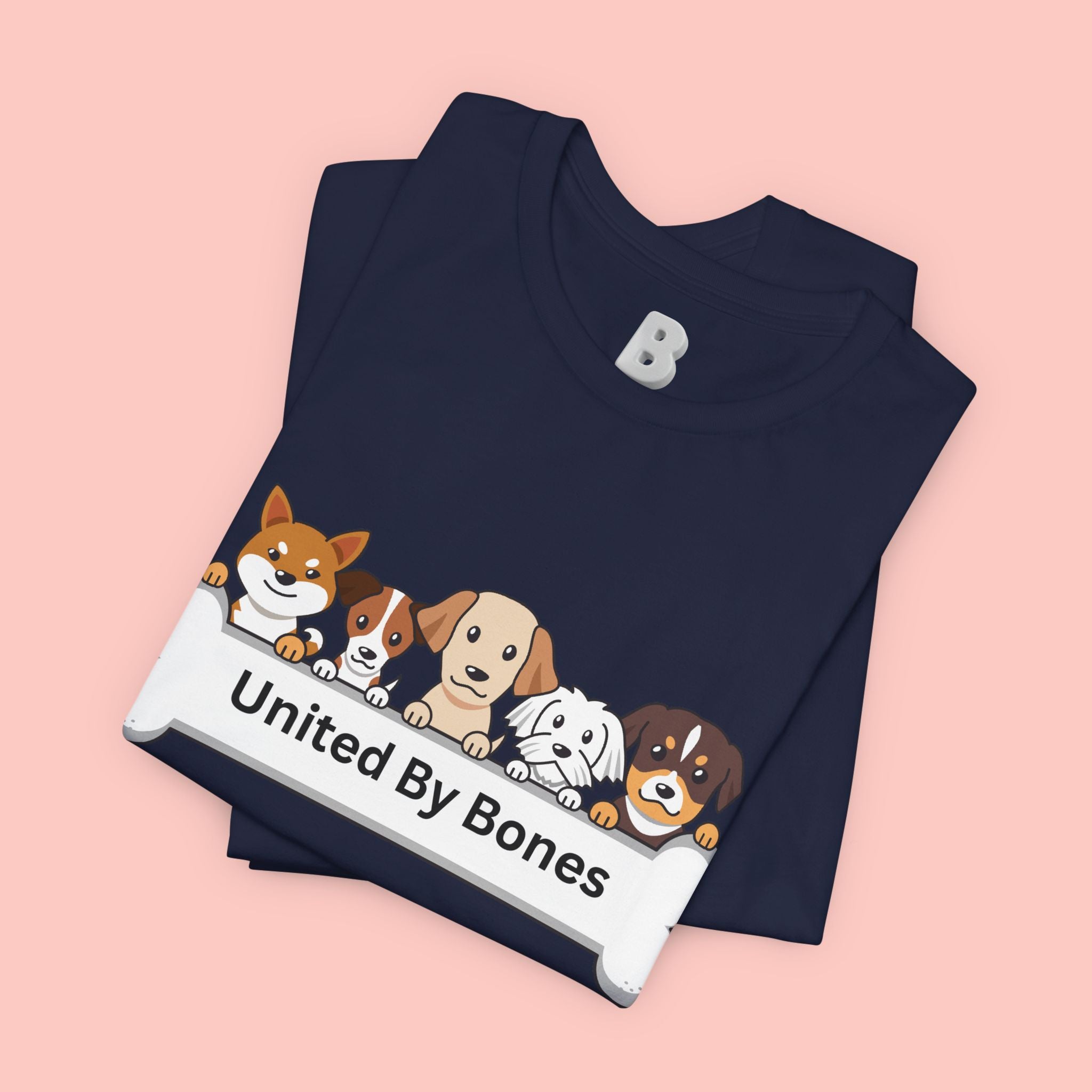 Dog Lover T‑Shirt — "United By Bones" Cute Cartoon Dogs Tee
