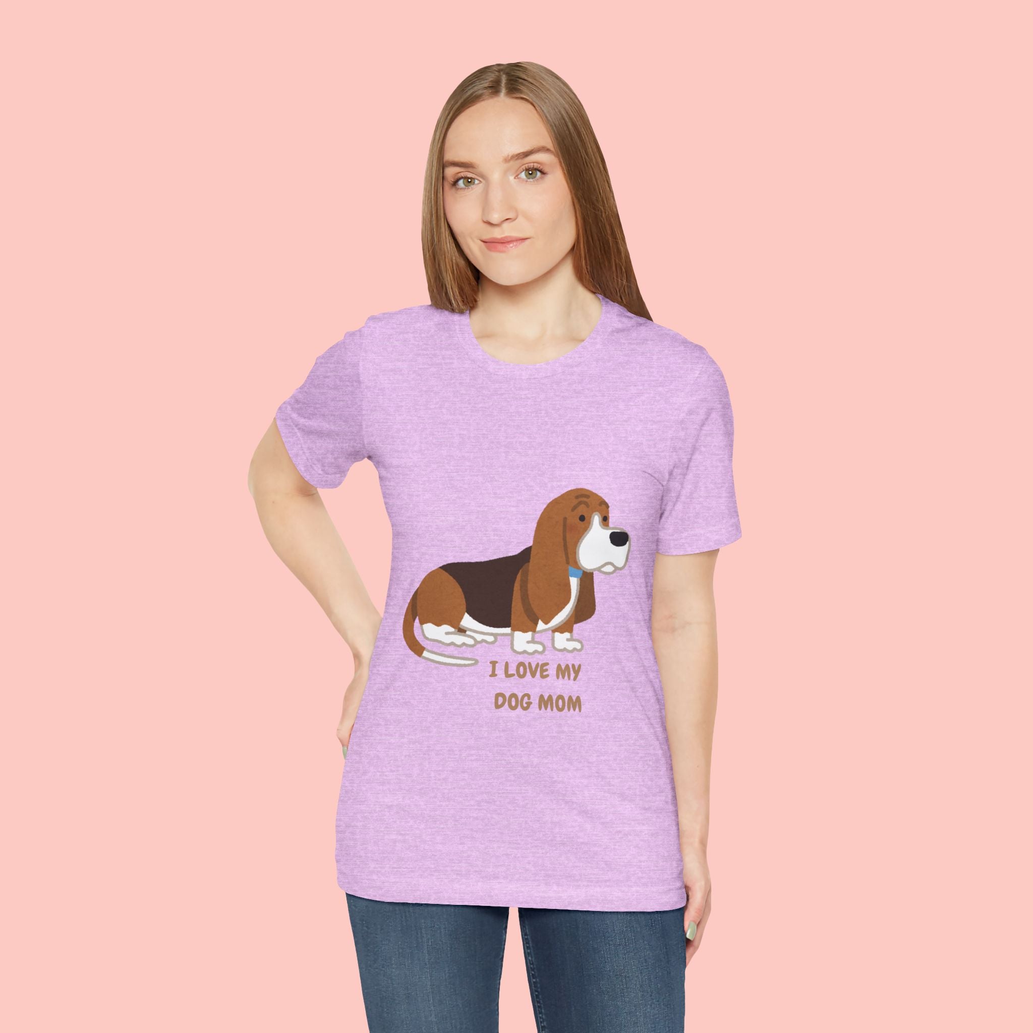 Dog Mom T‑Shirt — Cute Basset Hound I Love My Dog Mom Tee