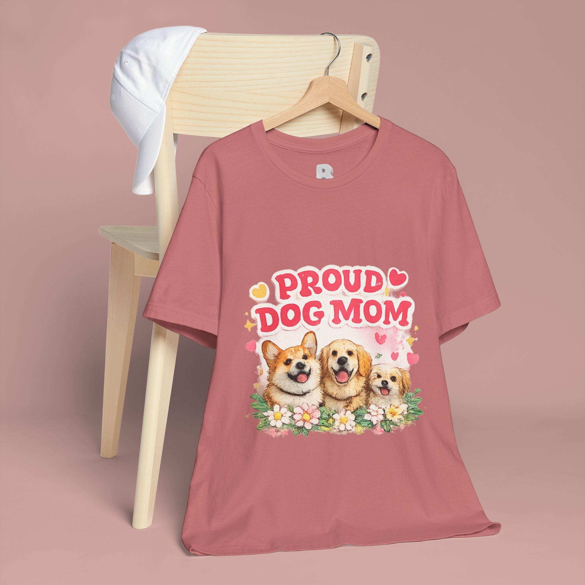 Proud Dog Mom T-Shirt — Cute Corgi & Golden Retriever Floral Tee for Pet Lovers