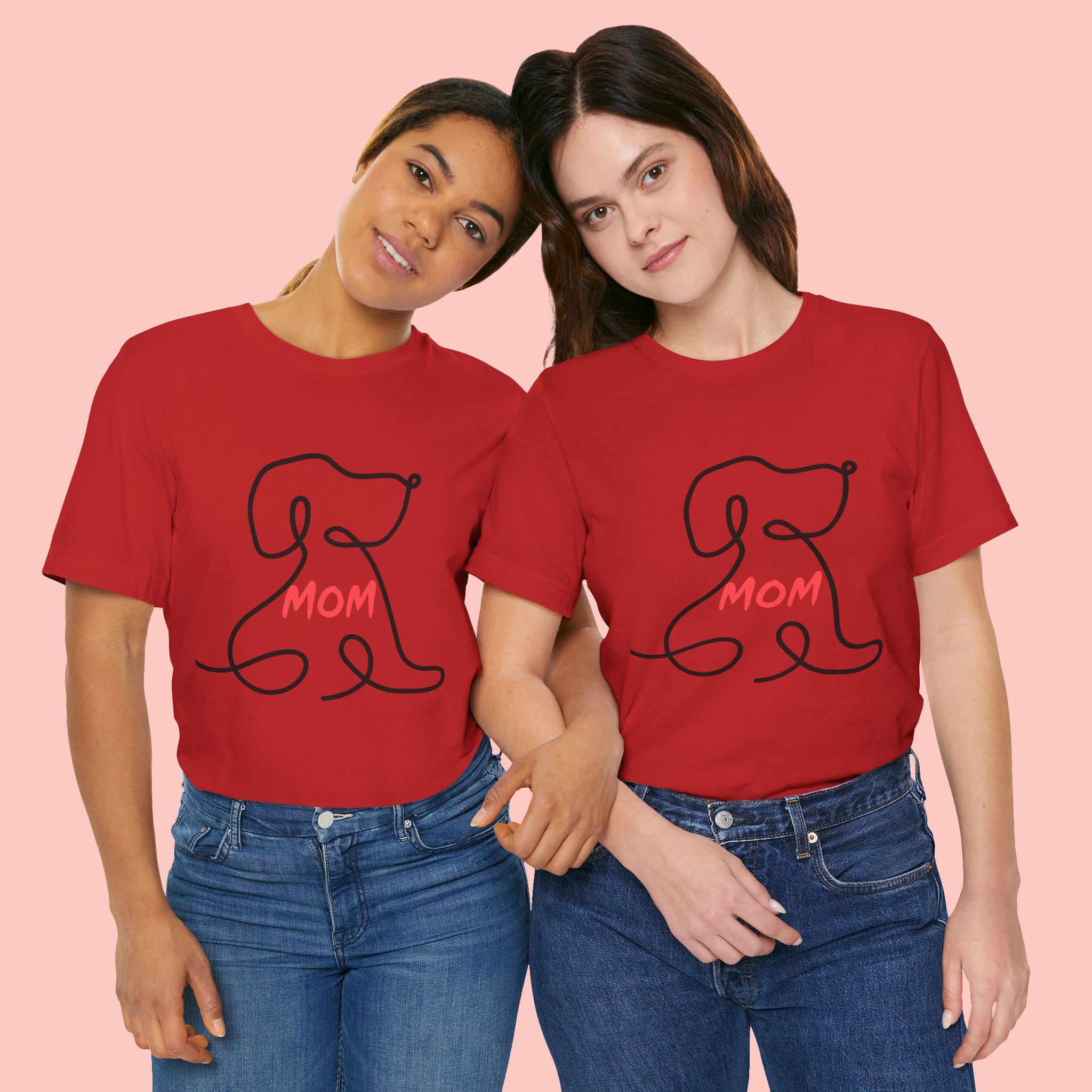 Mom Dog T-Shirt — Minimal Line Art Puppy Tee for Dog Moms, Mother's Day Gift