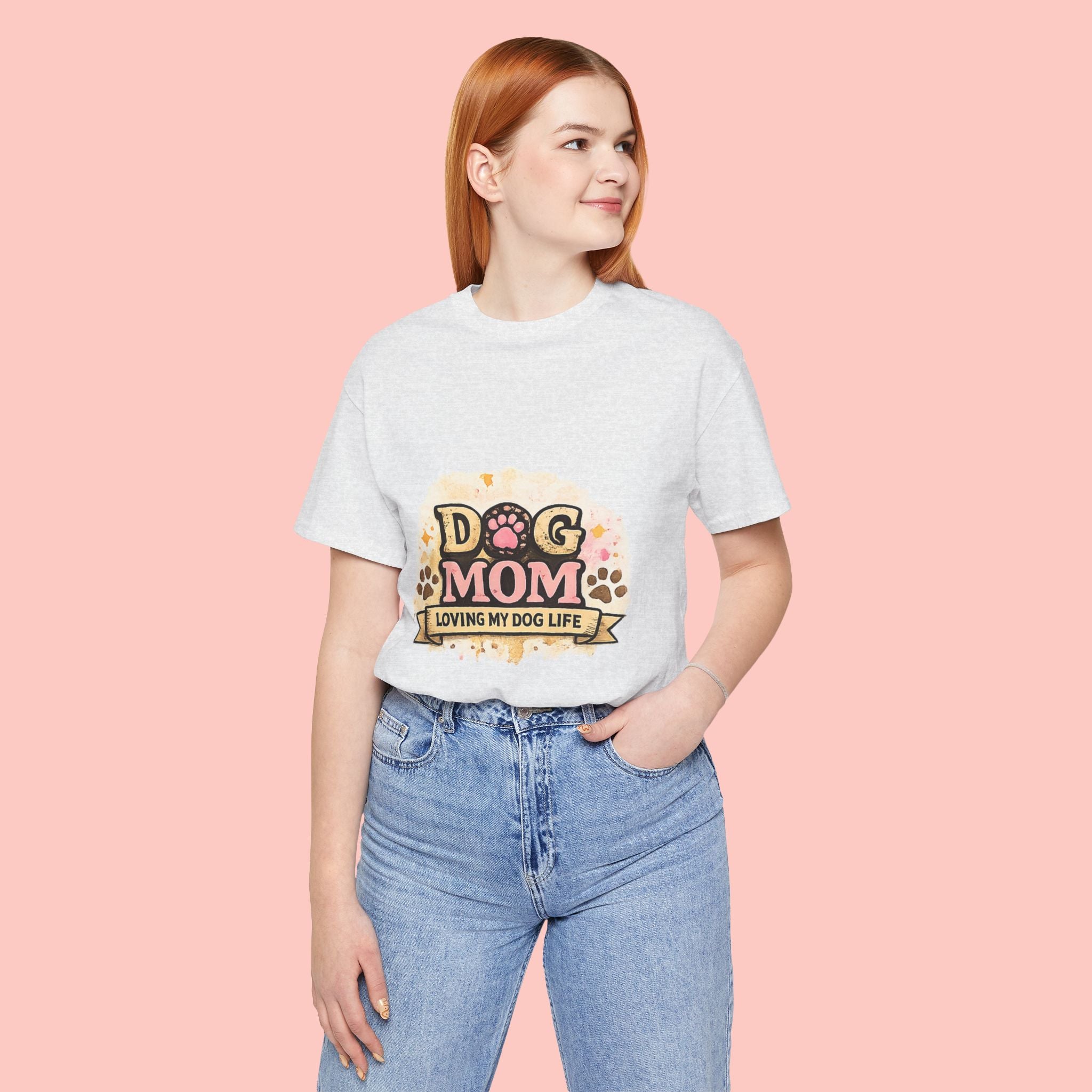 Dog Mom T-Shirt – "Loving My Dog Life" Cute Paw Print Tee for Pet Moms