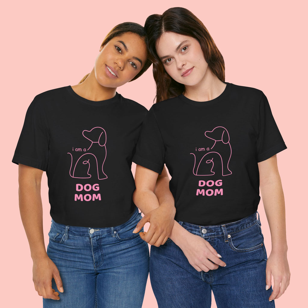 Dog Mom T‑Shirt – Minimal Pink Line Art Dog Tee
