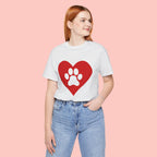 Pet Lover T-Shirt — Red Heart Paw Print Tee