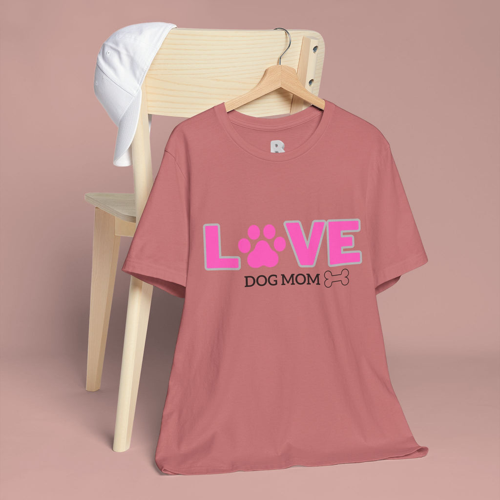 Love Dog Mom T-Shirt — Pink Paw Graphic Tee
