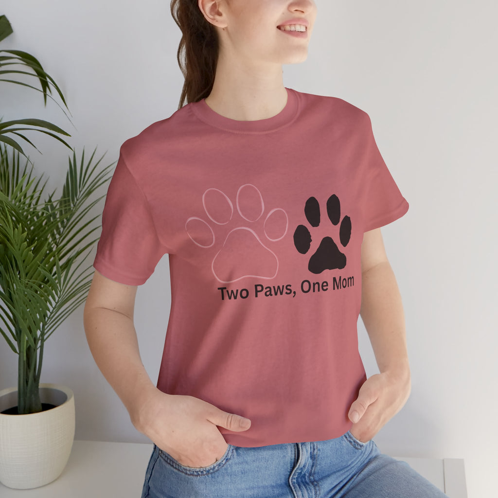 Two Paws, One Mom T-Shirt – Cute Dog Mom Paw Print Tee