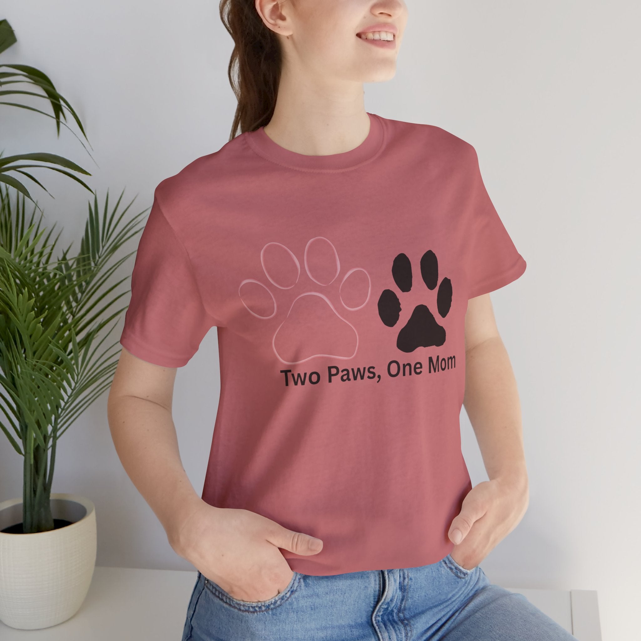 Two Paws, One Mom T-Shirt – Cute Dog Mom Paw Print Tee
