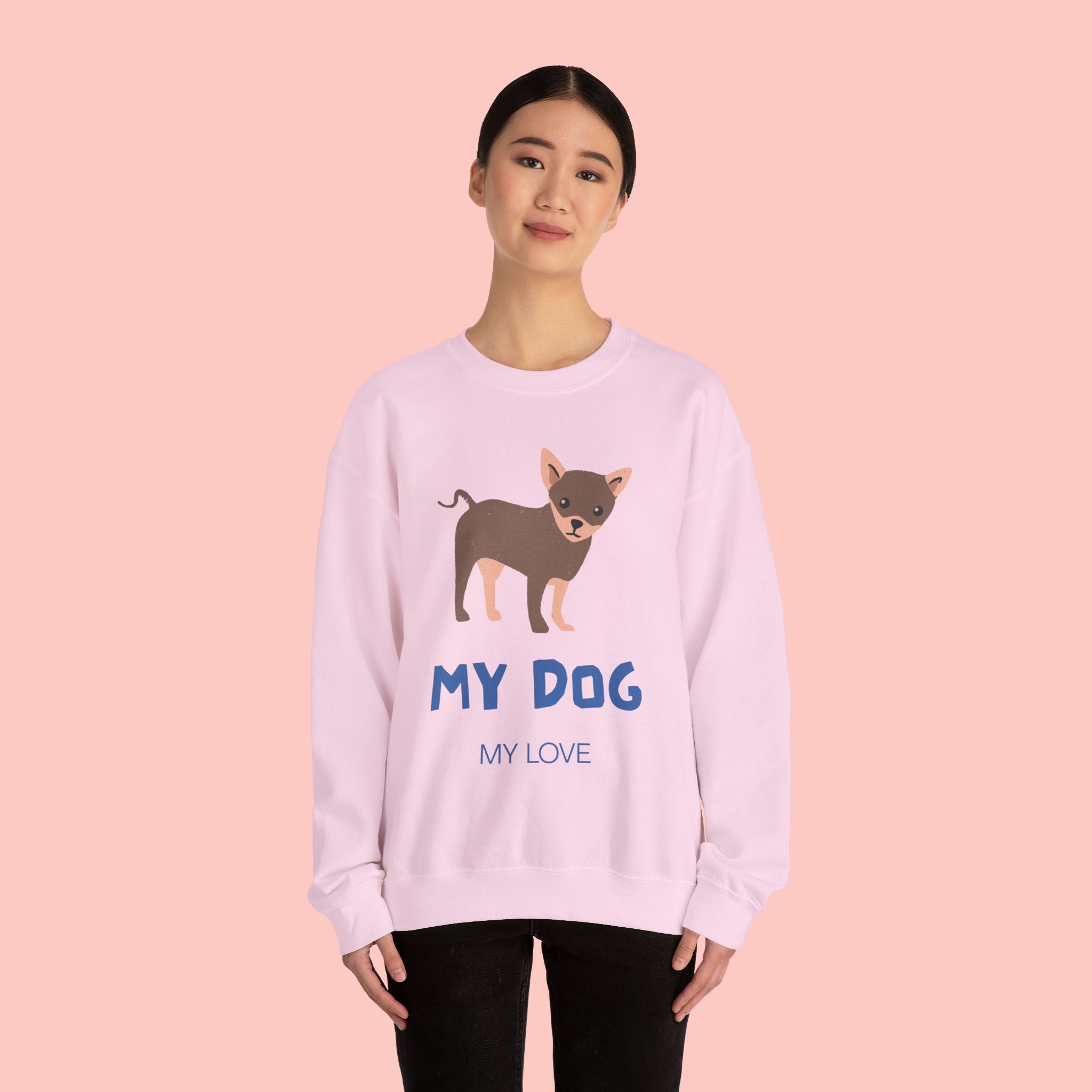 Dog Lover Crewneck Sweatshirt – 'My Dog My Love' Cute Chihuahua Graphic