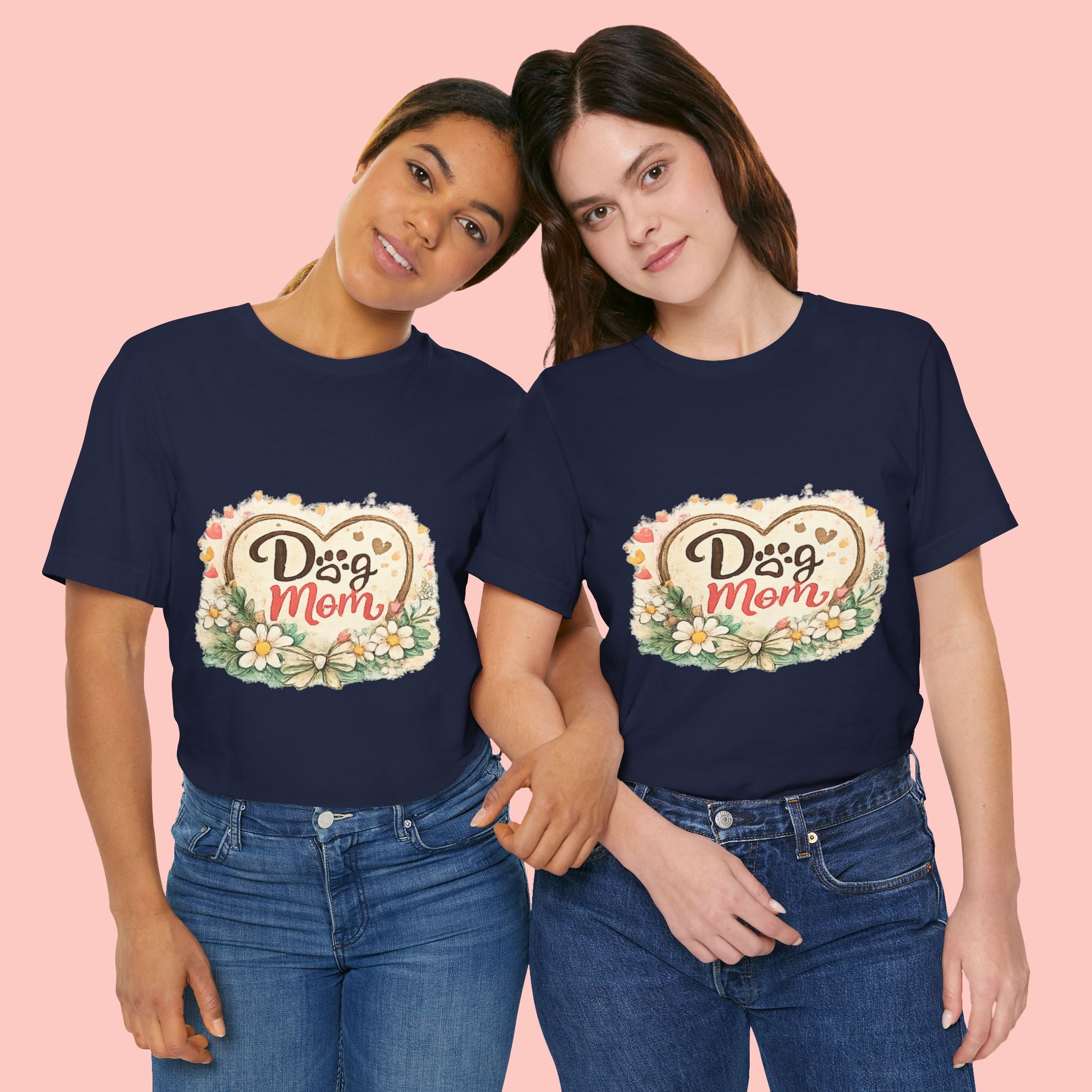Dog Mom T-Shirt – Floral Paw Heart Graphic Tee