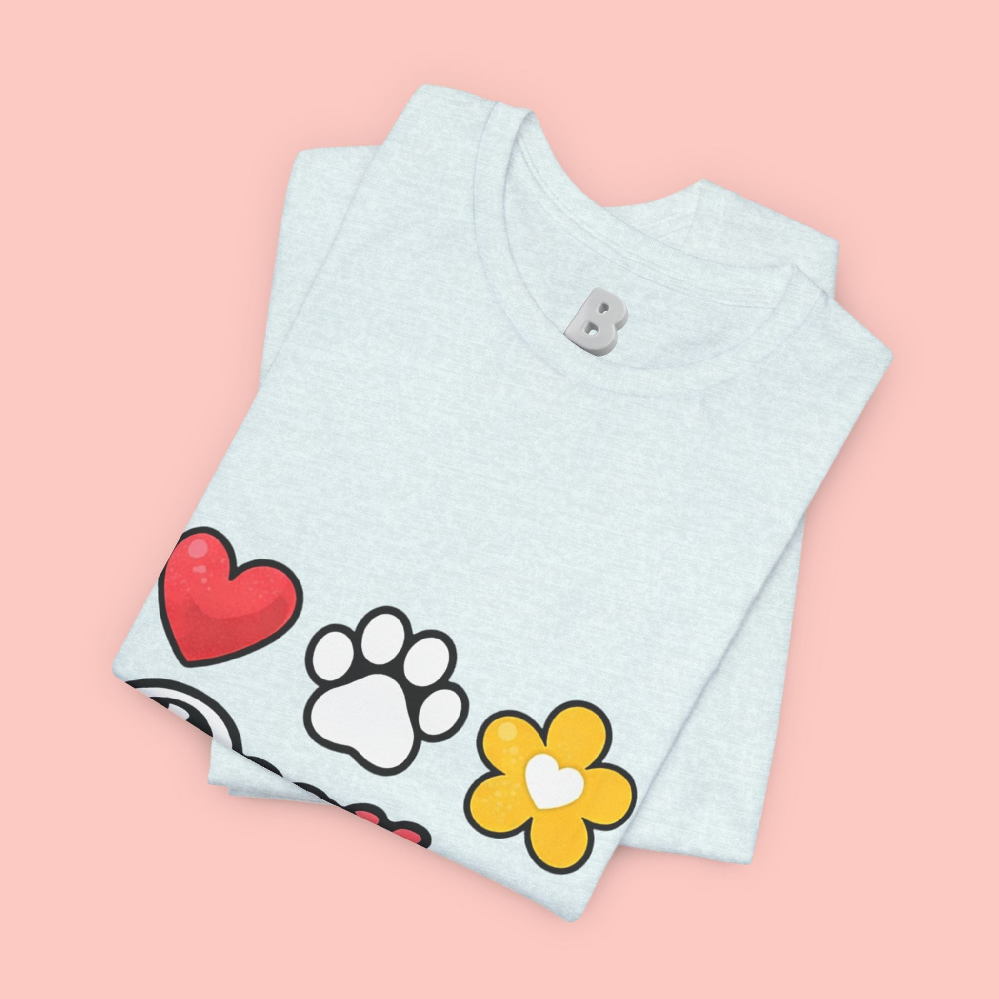 Dog Mom T-Shirt – Heart, Paw & Flower Graphic Tee