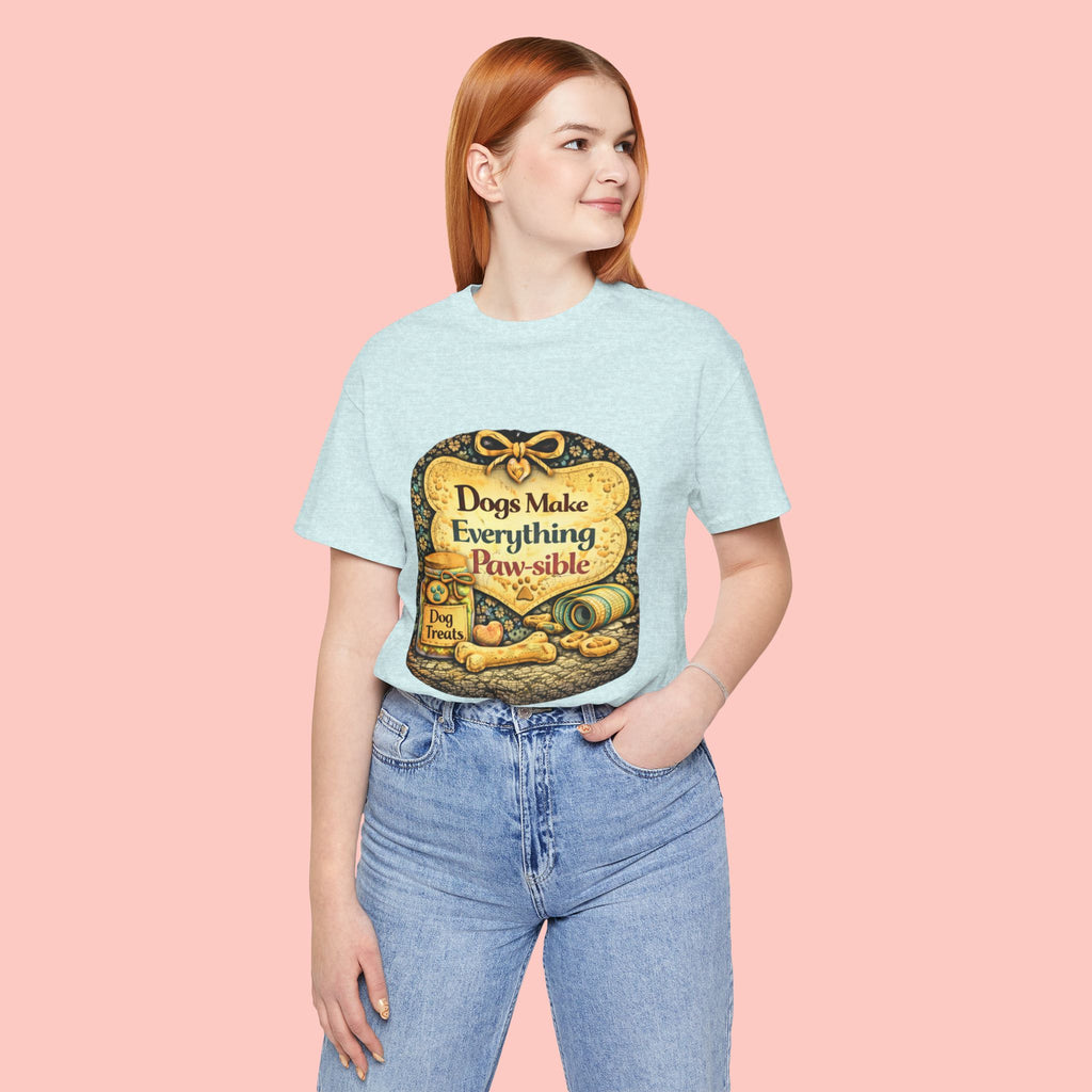 Dog Lover T‑Shirt – "Dogs Make Everything Paw‑sible" Vintage Pet Rescue Tee
