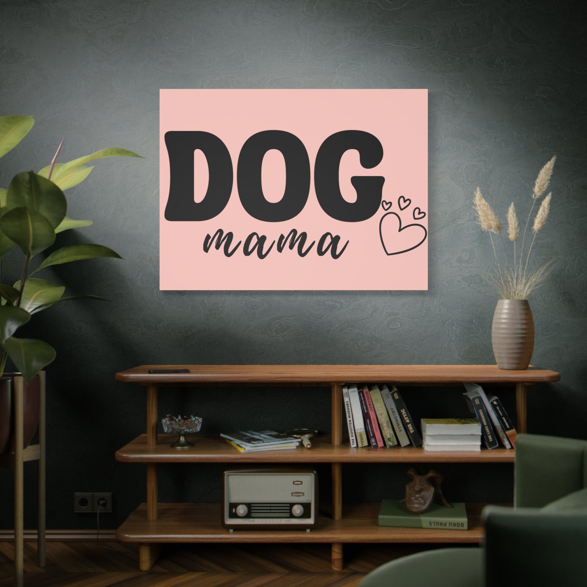 Dog Mama Pink Canvas Wall Art — Heart Pet Mom Decor