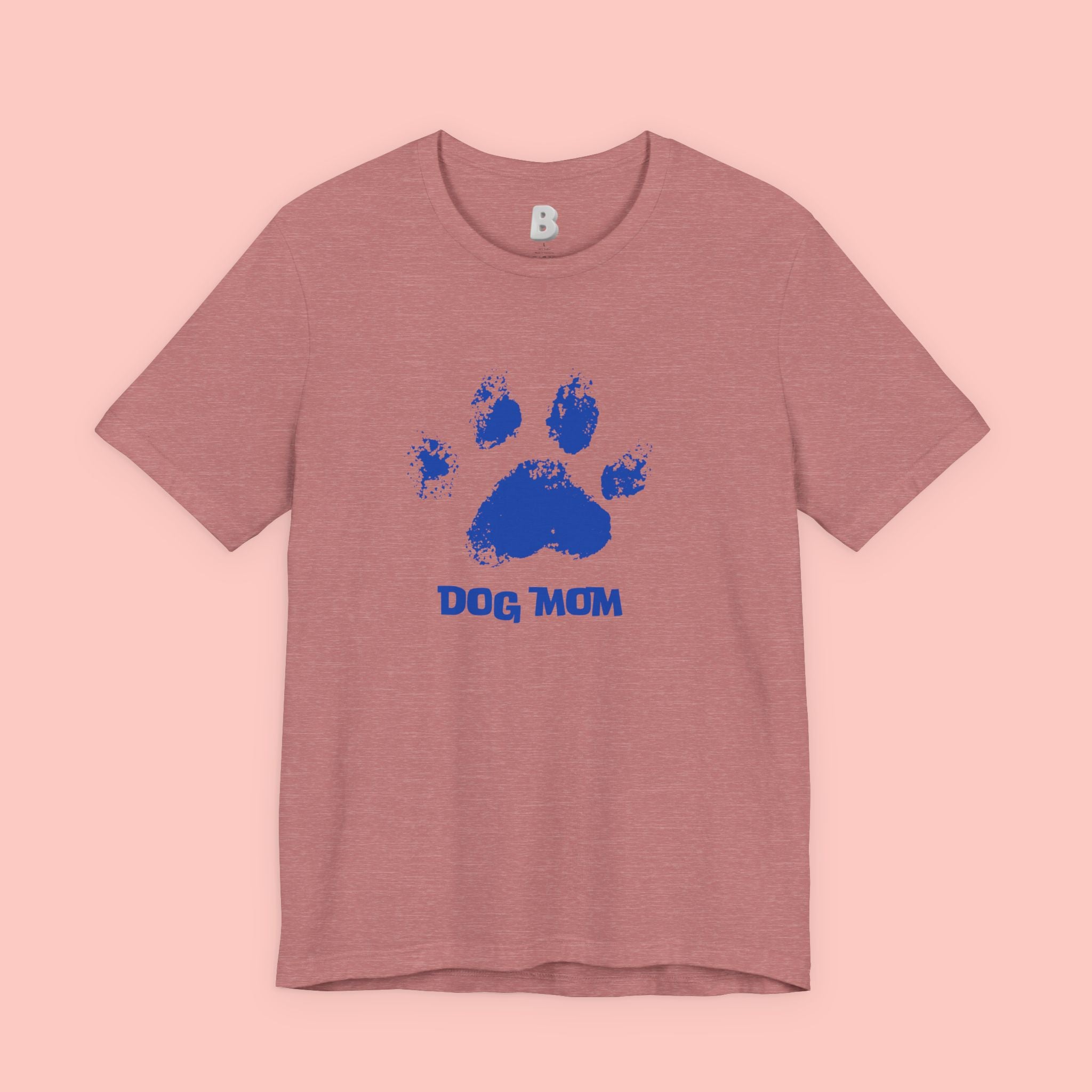 Dog Mom Paw Print T-Shirt — Distressed Blue Design