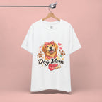 Dog Mom T-Shirt – Cute Golden Retriever Design with Hearts & Paw Prints