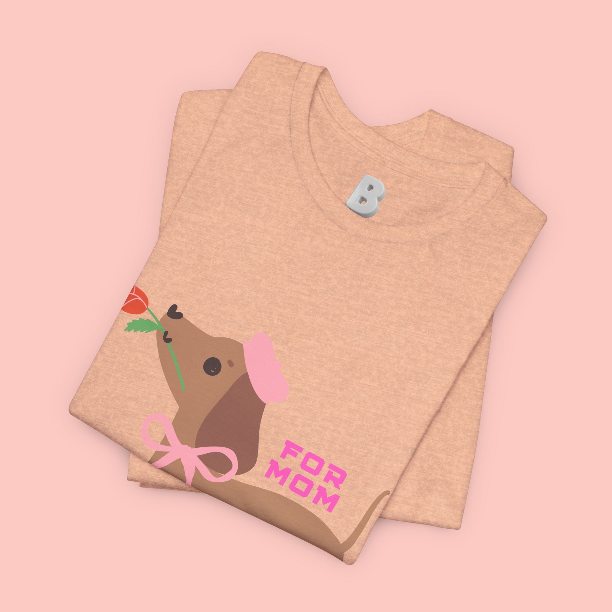 Mommy’s Dachshund Tee – Cute Dog with Rose “For Mom” Shirt