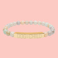 Engraved Natural Stone Bar Bracelet — Personalized Stretch Beaded Bracelet