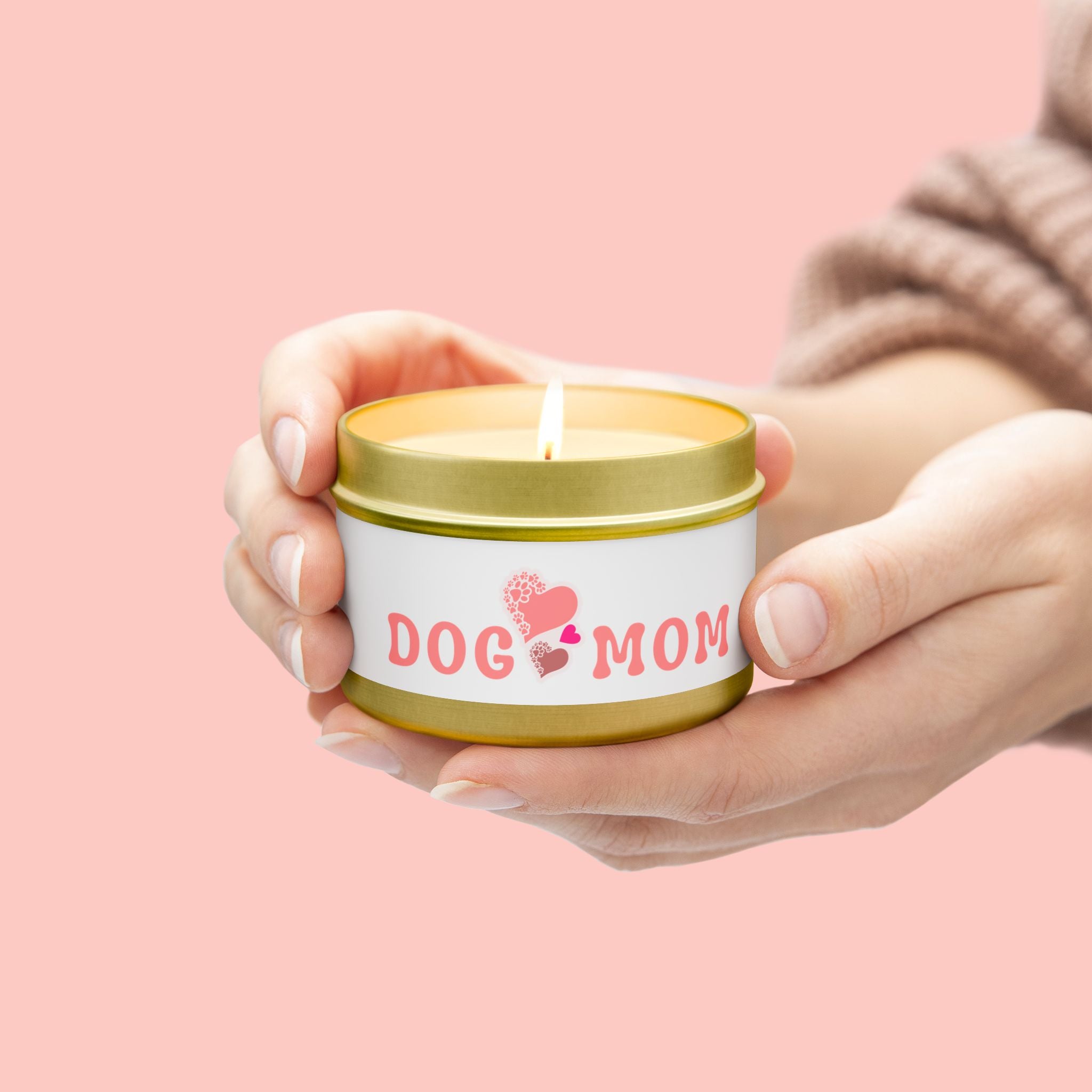 Dog Mom Tin Candle — Heart Paw Scented Travel Candle (Perfect Gift for Dog Lovers)