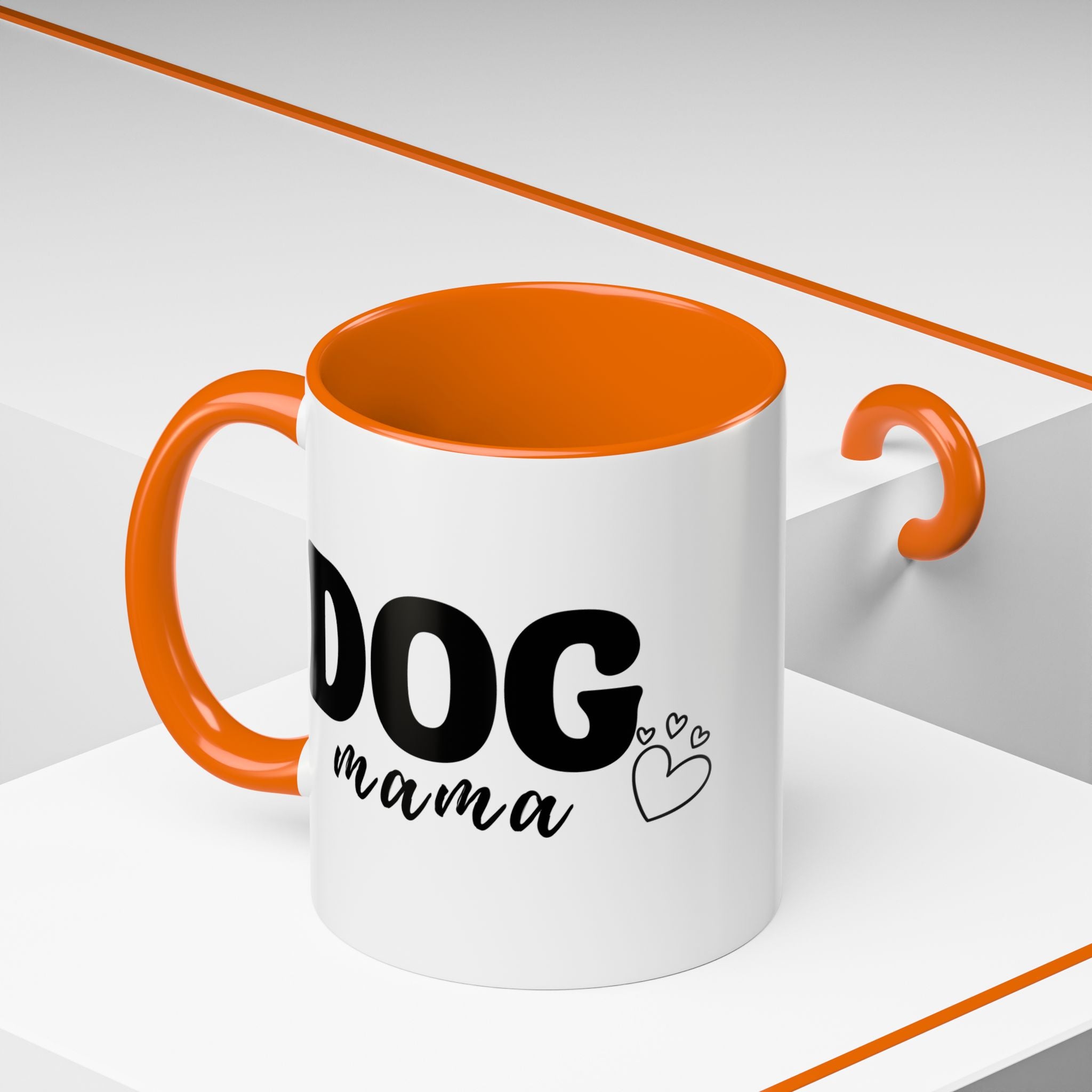 Dog Mama Accent Coffee Mug — Cute Black & White Pet Lover Gift (11/15oz)