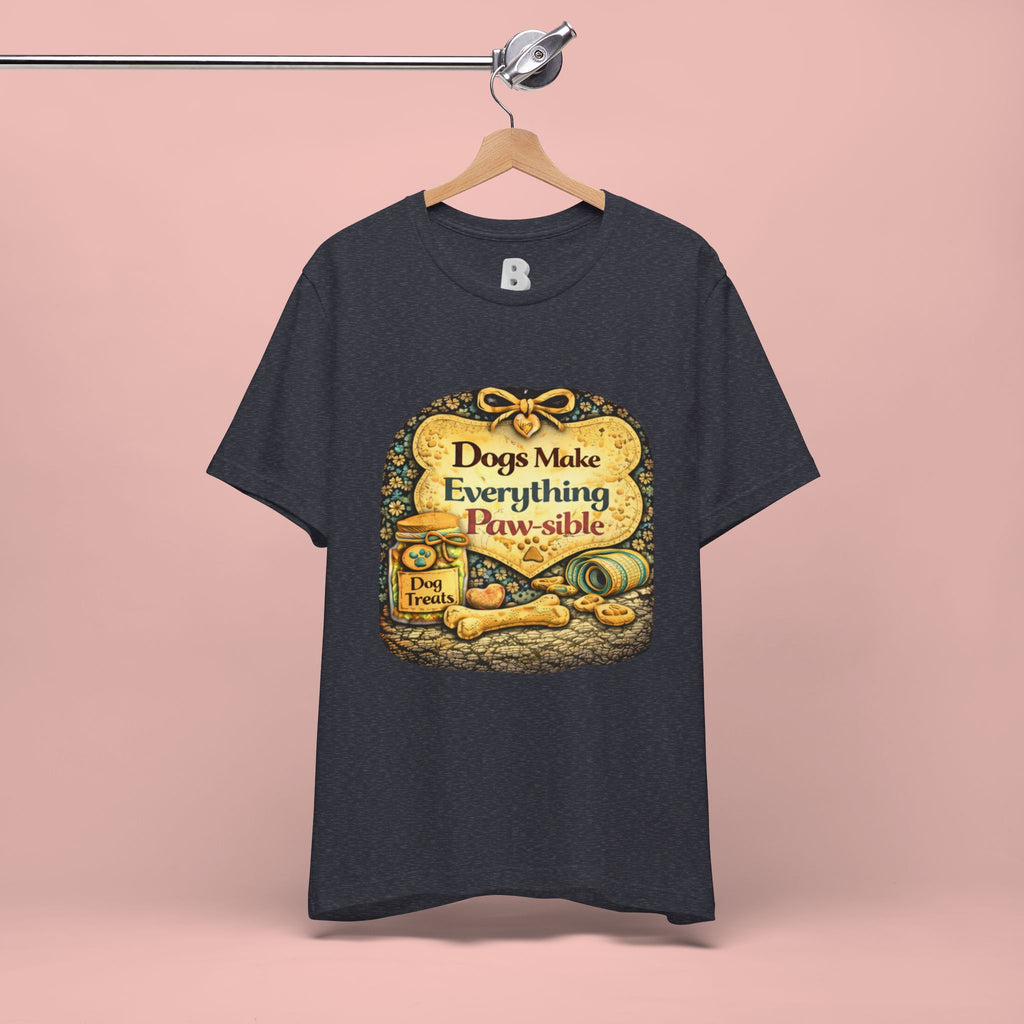 Dog Lover T‑Shirt – "Dogs Make Everything Paw‑sible" Vintage Pet Rescue Tee