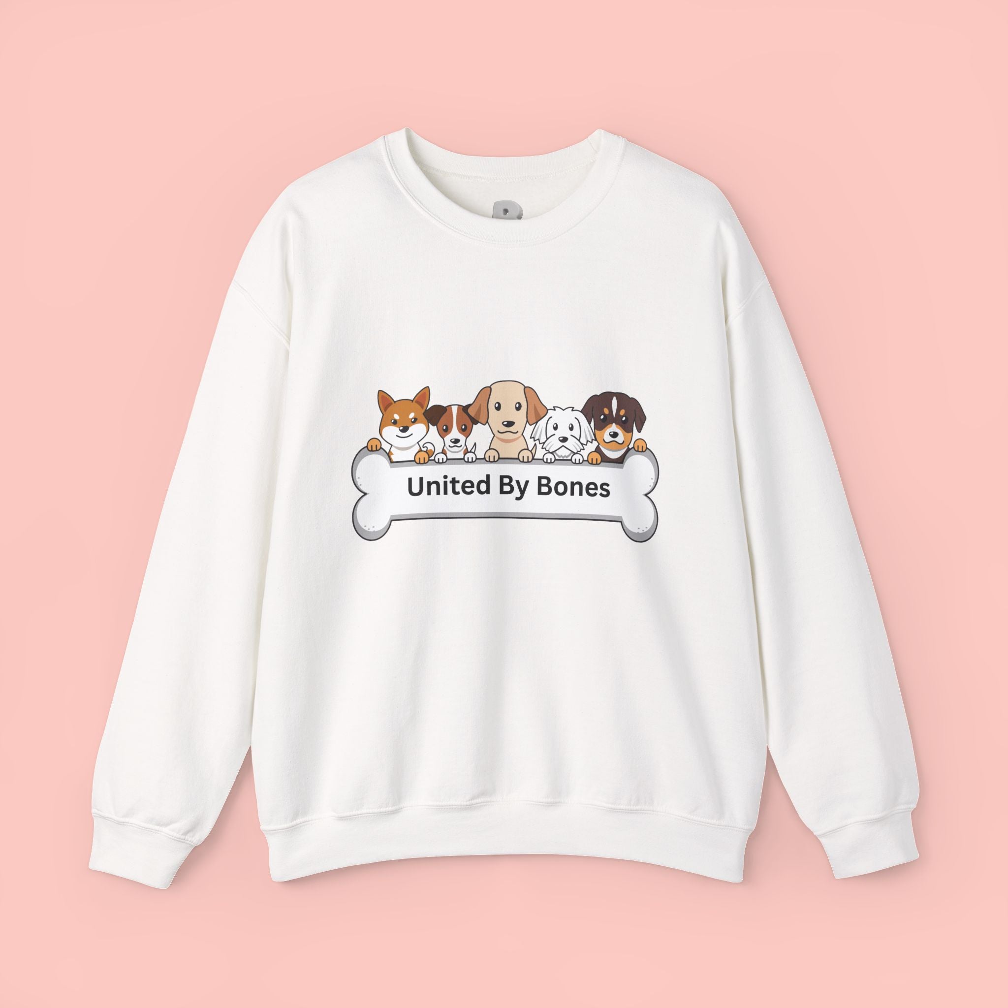 Dog Crewneck Sweatshirt — "United By Bones" Cute Puppy Graphic