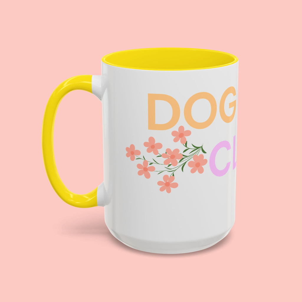 Dog Mom Club Accent Coffee Mug – Colorful Paw Print 11/15oz