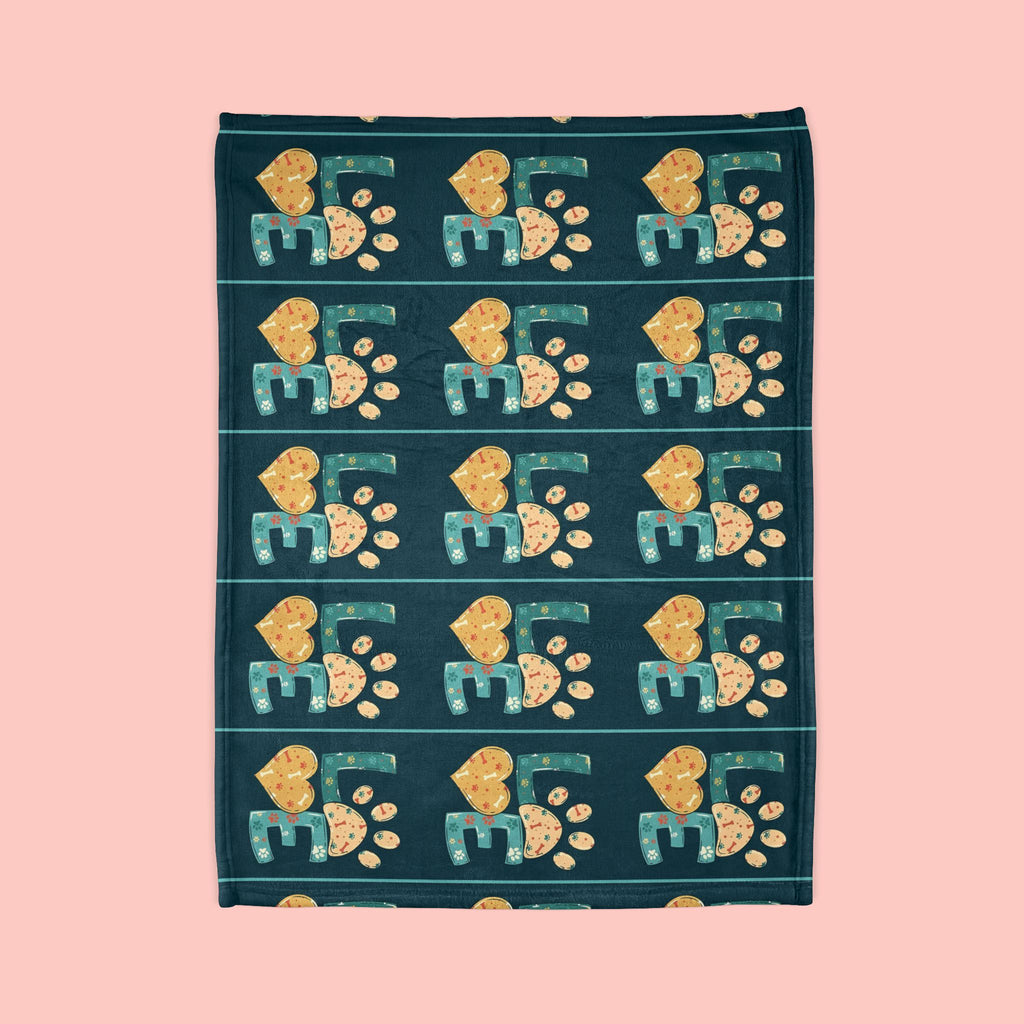 Pet Paw Love Blanket — Cozy Soft Polyester Throw for Dog & Cat Lovers