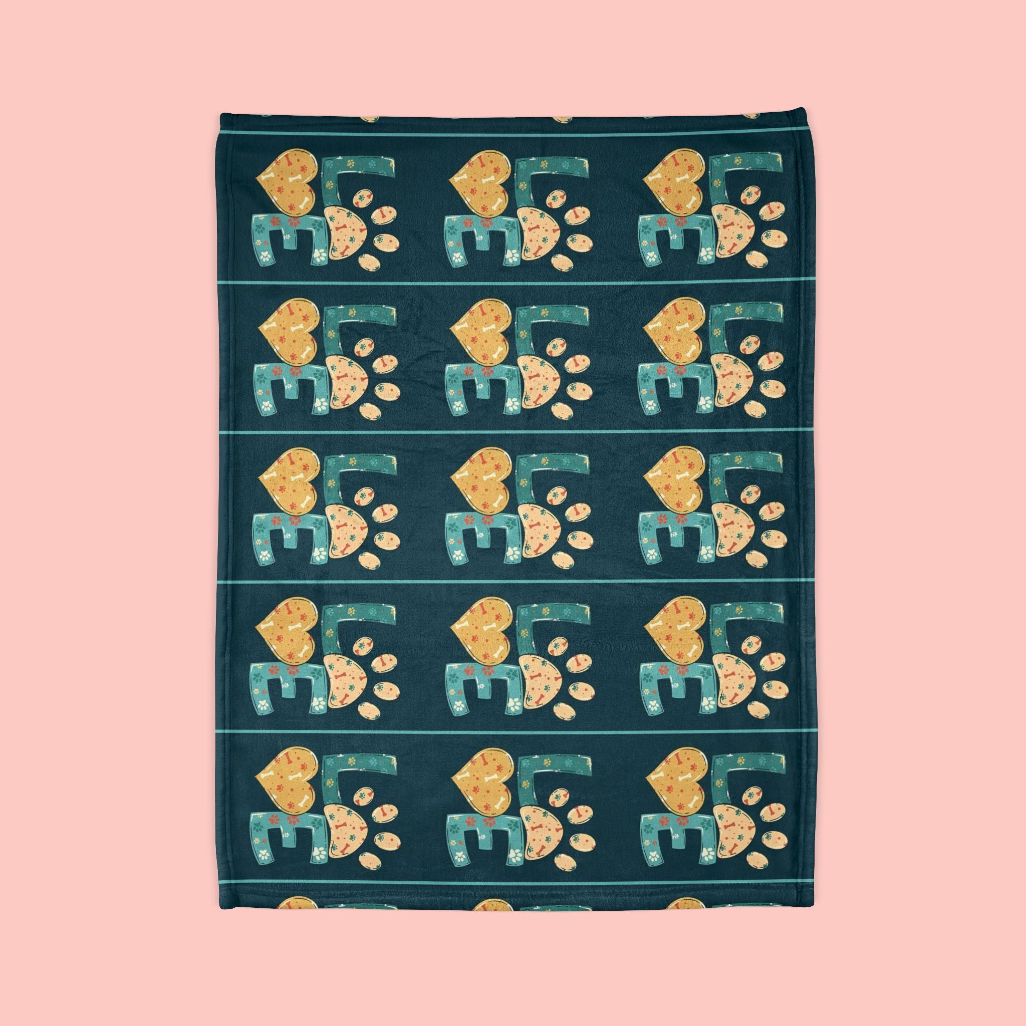 Pet Paw Love Blanket — Cozy Soft Polyester Throw for Dog & Cat Lovers