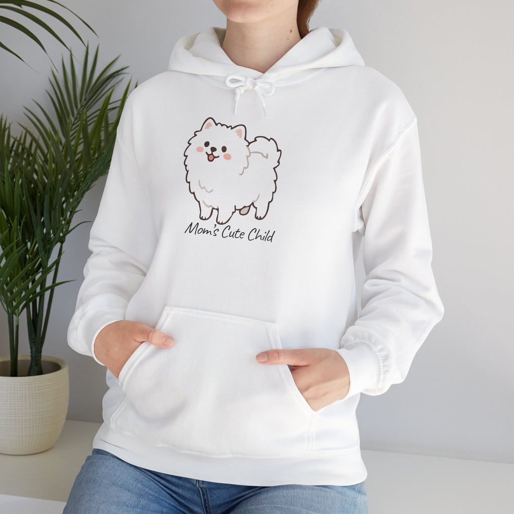 Pomeranian 'Mom's Little Child' Hoodie – Cute White Dog Graphic Pullover
