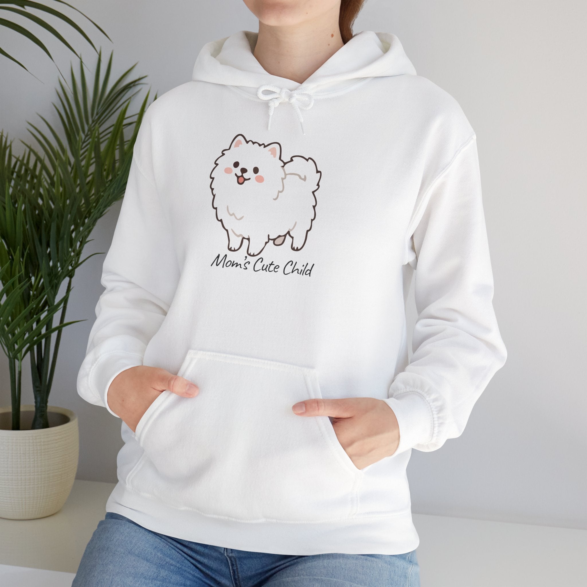 Pomeranian 'Mom's Little Child' Hoodie – Cute White Dog Graphic Pullover