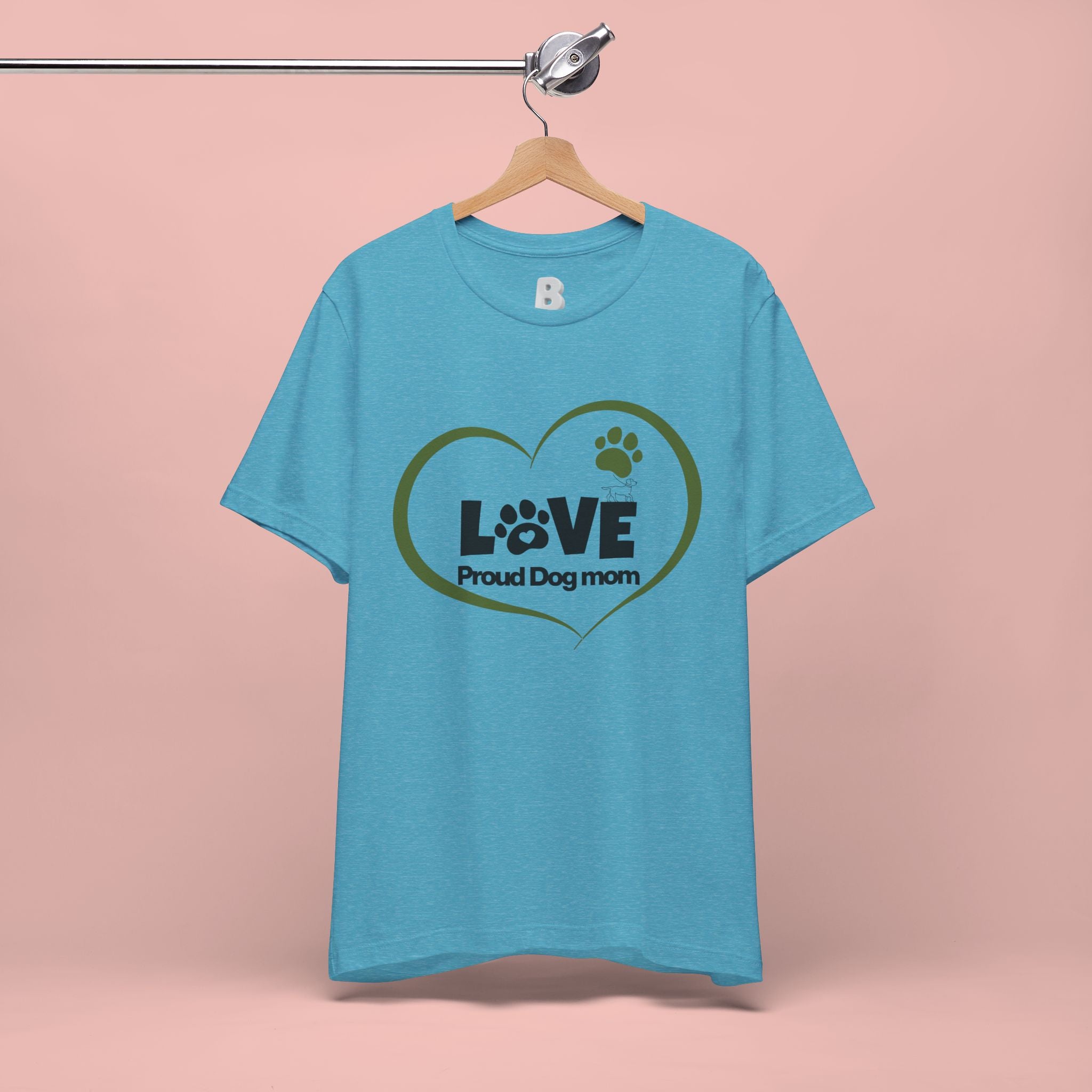 Dog Mom Love T-Shirt — "LOVE Proud Dog Mom" Heart Paw Tee