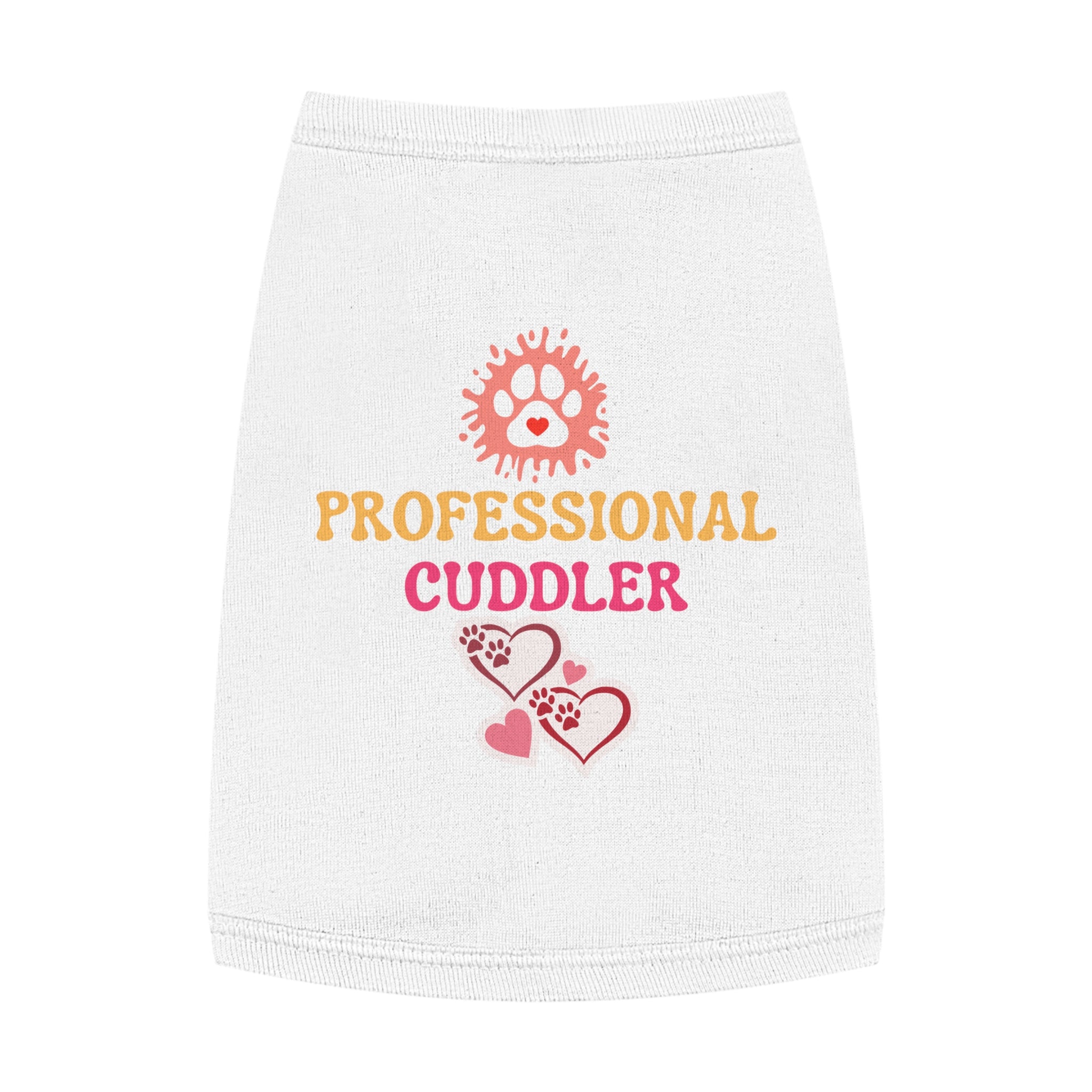 Professional Cuddler Pet Tank Top — Cute Paw Heart Dog & Cat Shirt for Small Pets