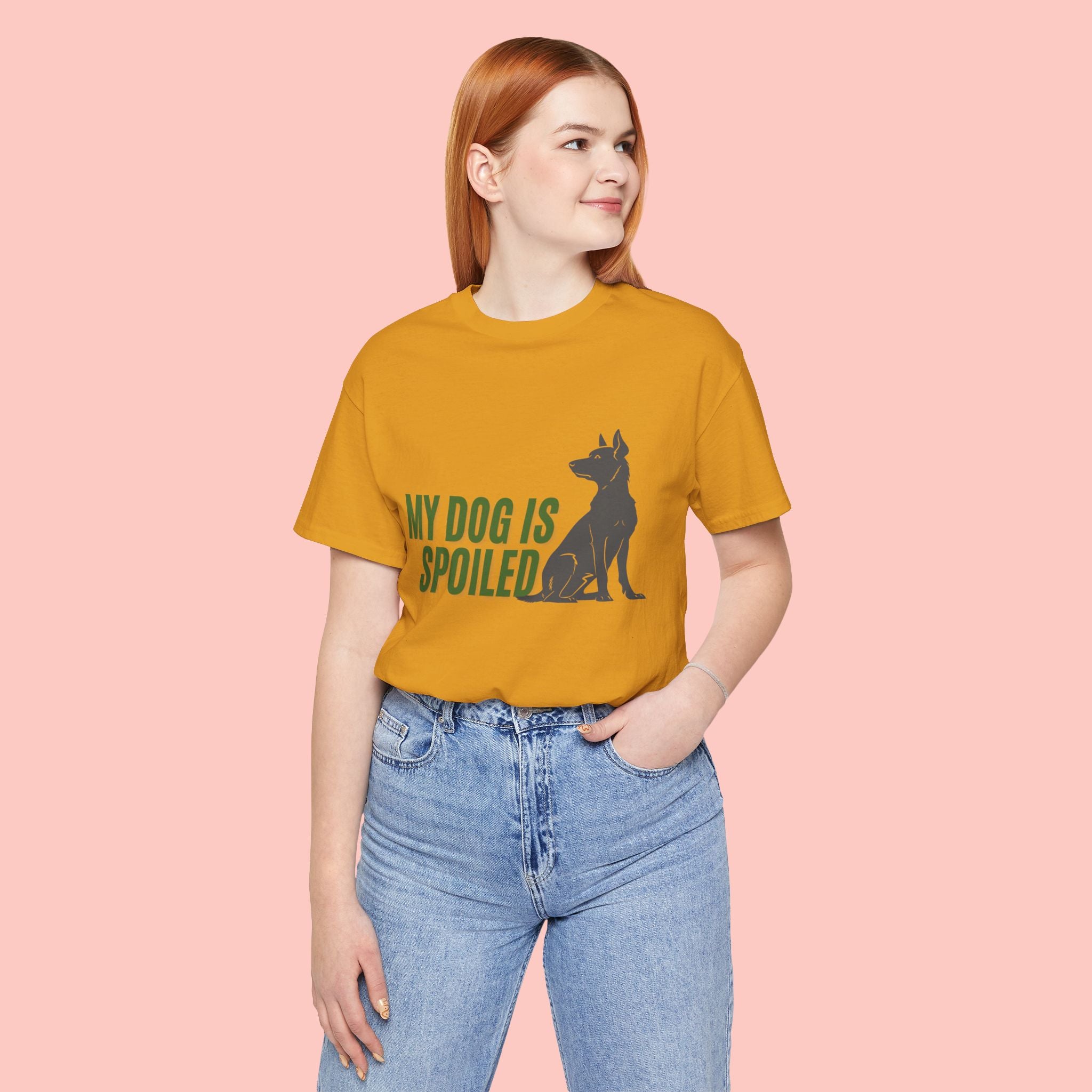 My Dog Is Spoiled T‑Shirt — Funny Dog Lover Tee with Sitting Dog Graphic