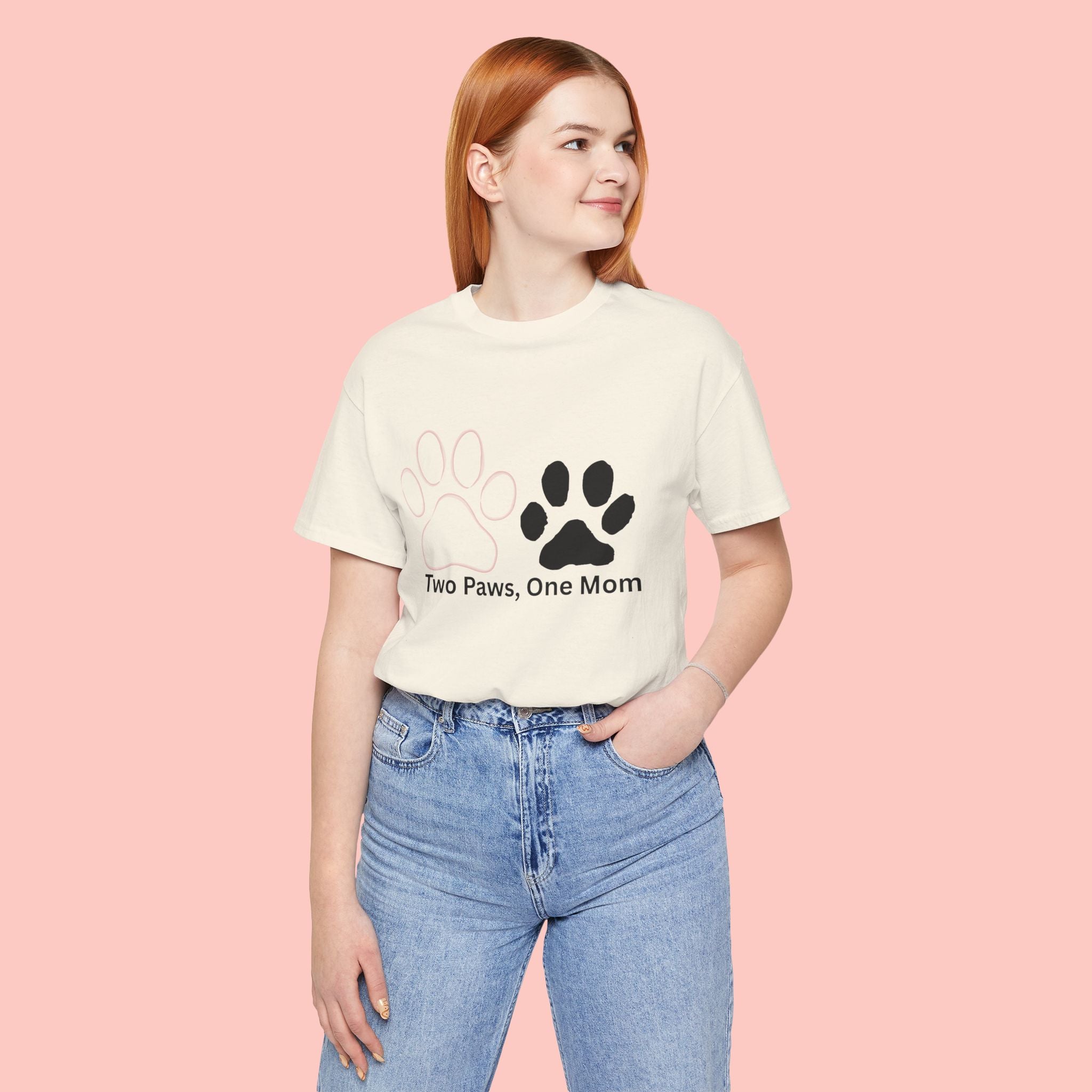 Two Paws, One Mom T-Shirt – Cute Dog Mom Paw Print Tee