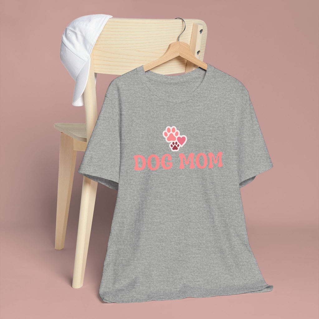 Dog Mom T-Shirt — Pink Paw Graphic Tee for Dog Lovers