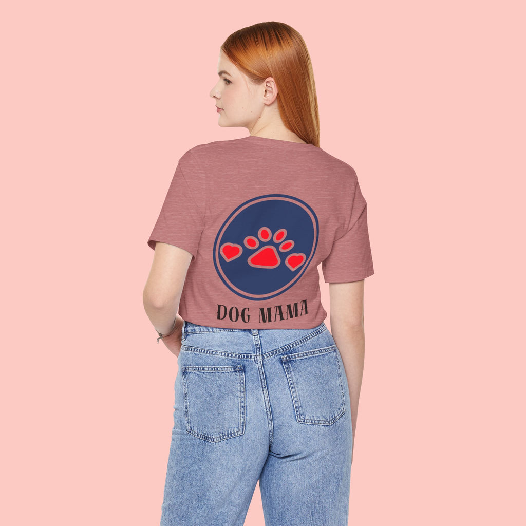 Dog Mama Tee - Paw Print Heart Graphic Short Sleeve Shirt