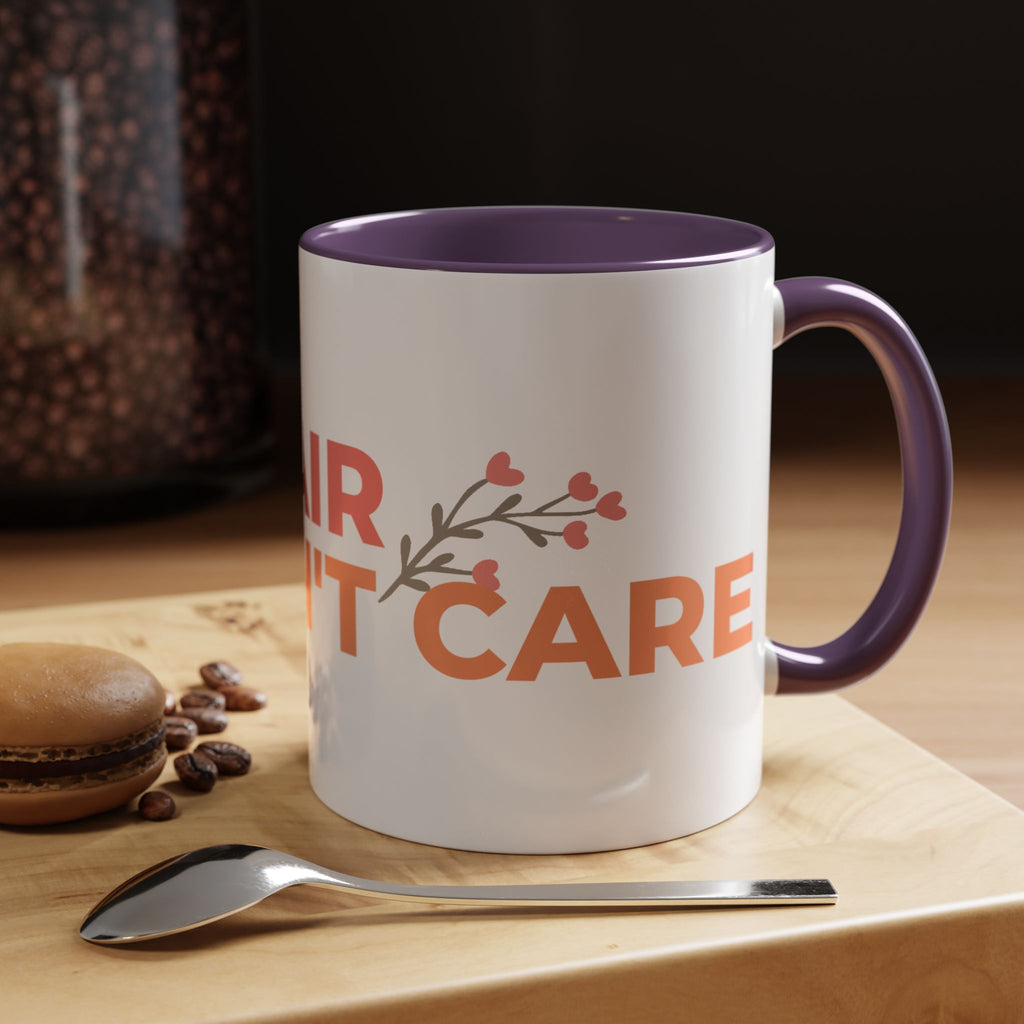 Accent Coffee Mug - "Growing Hair I Don't Care" Floral Script Coffee Mug