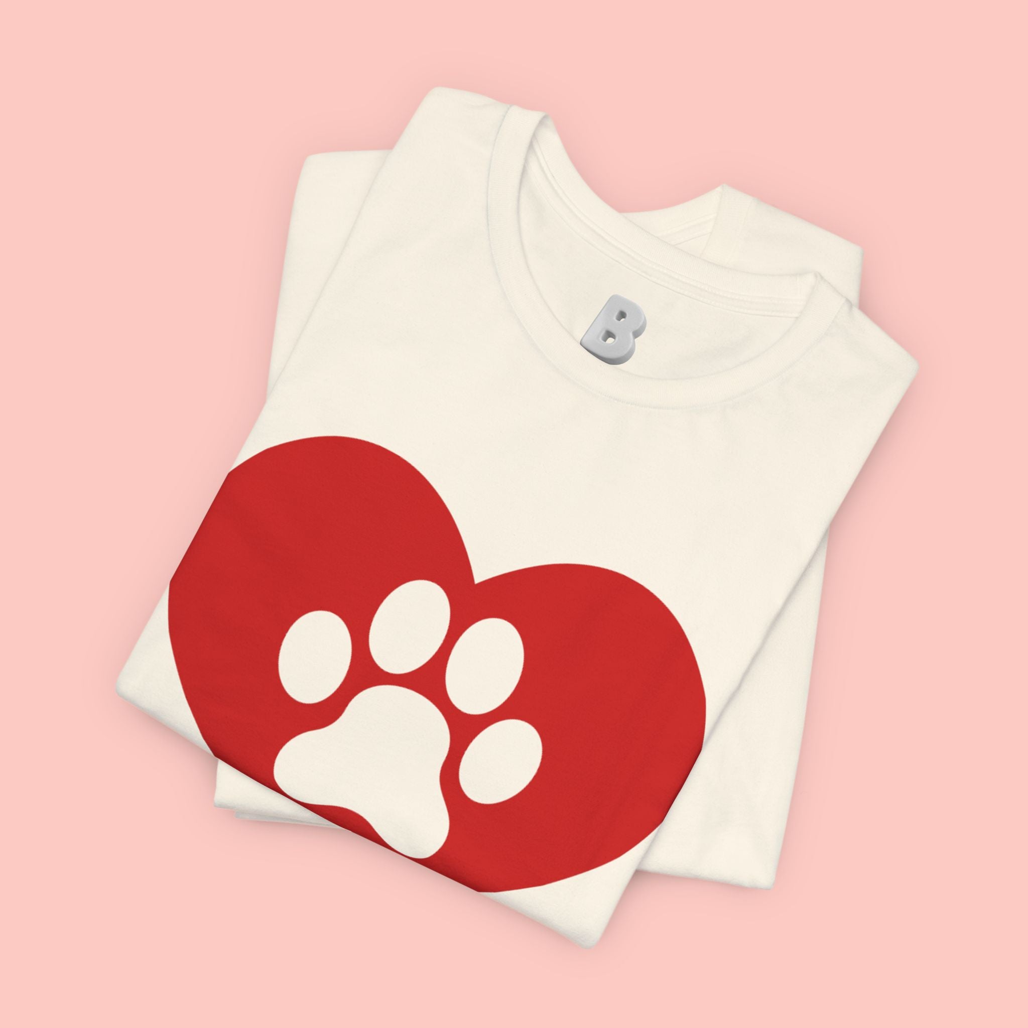 Pet Lover T-Shirt — Red Heart Paw Print Tee