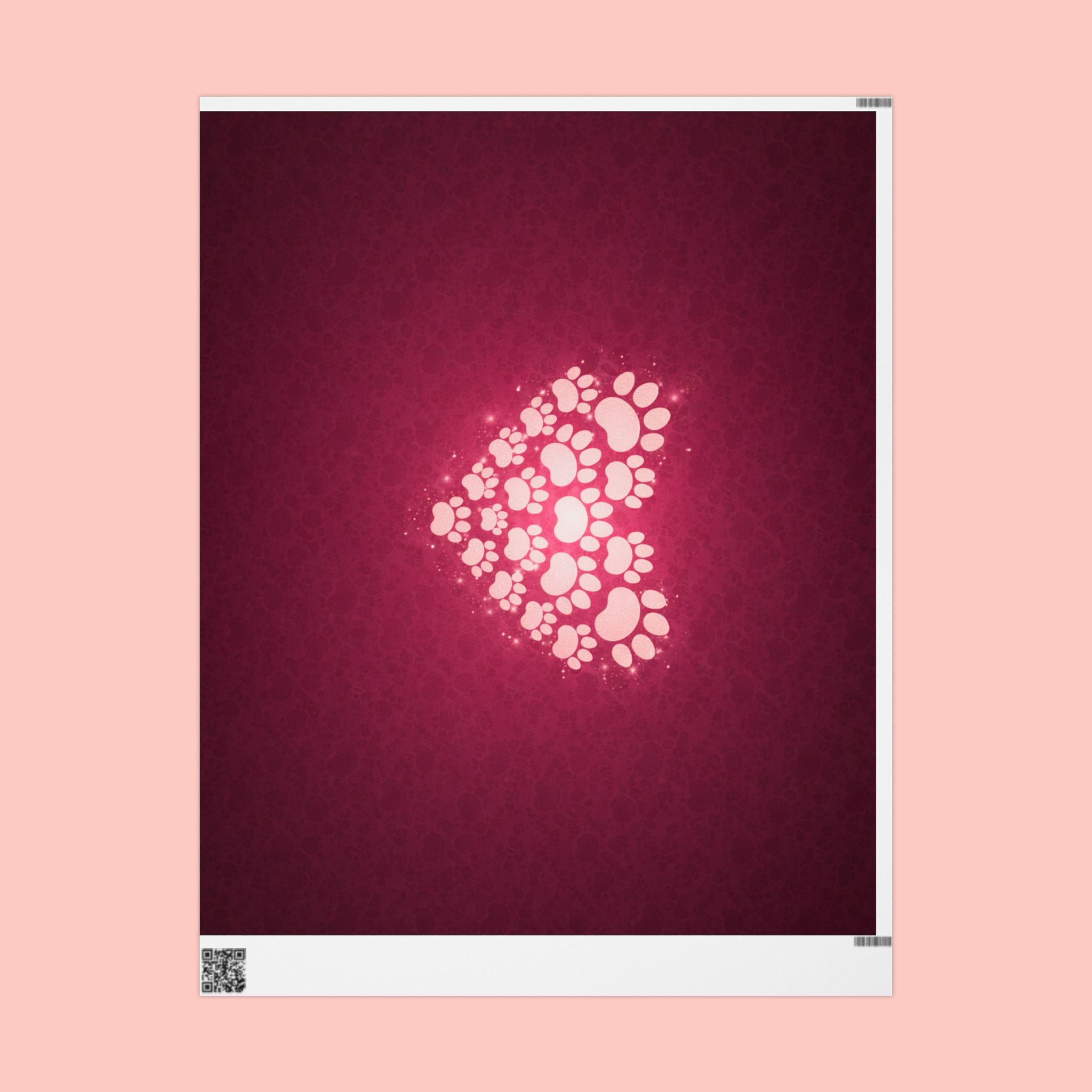 Valentine Heart Lights Wrapping Paper Roll - Romantic Burgundy Gift Wrap