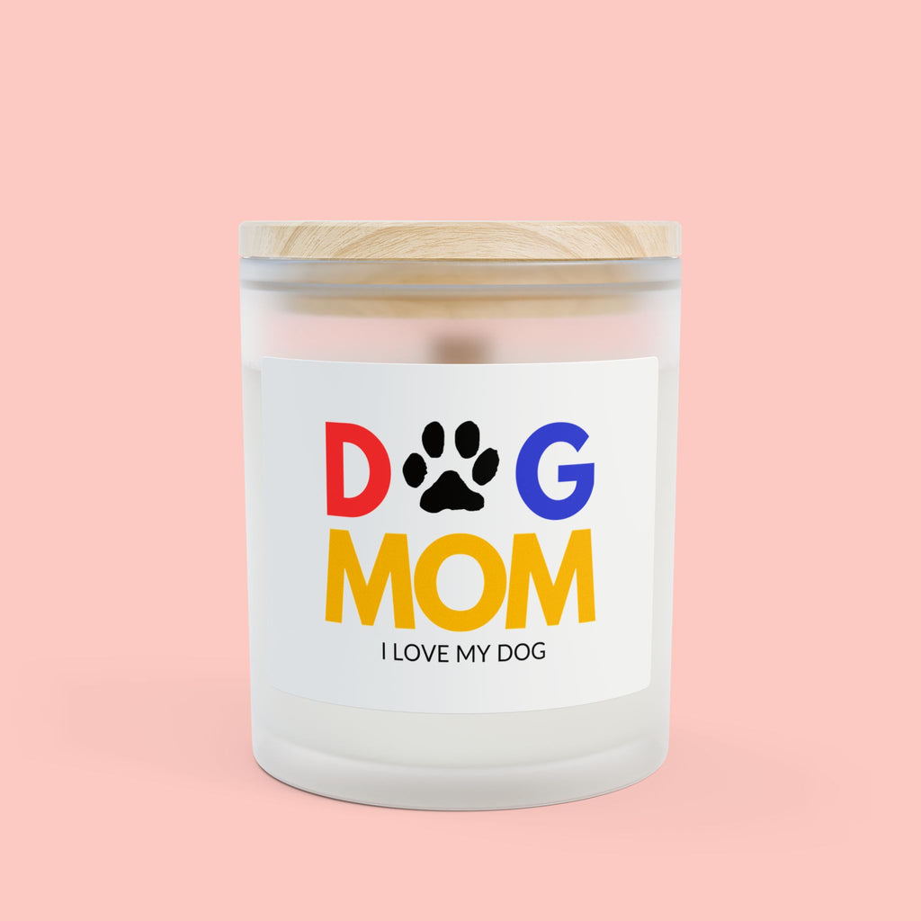 Dog Mom Frosted Glass Candle – 11oz Scented Candle (I Love My Dog)