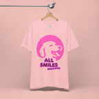 All Smiles Mom's Rules T-Shirt — Cute Pink Dog Graphic Tee for Moms & Pet Lovers