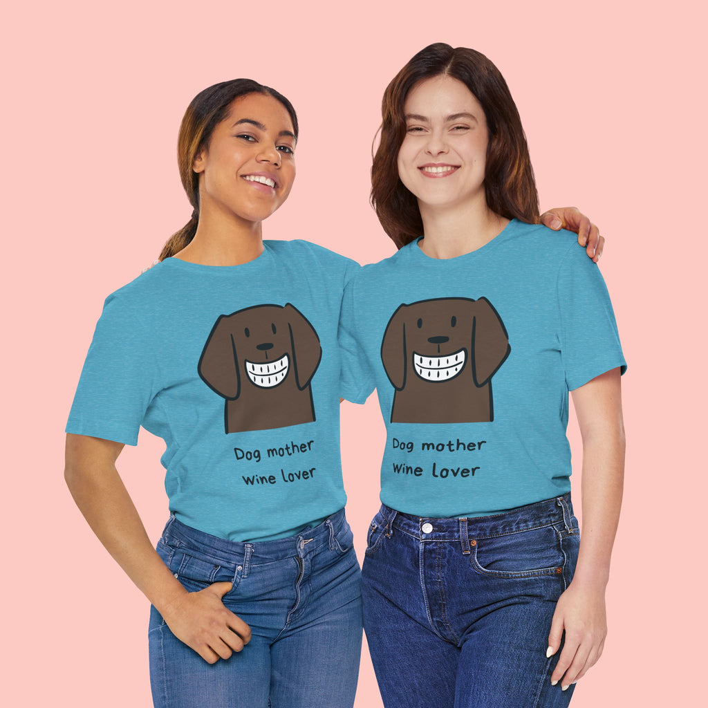 Dog Mother Wine Lover T-Shirt — Cute Cartoon Dog Graphic Tee