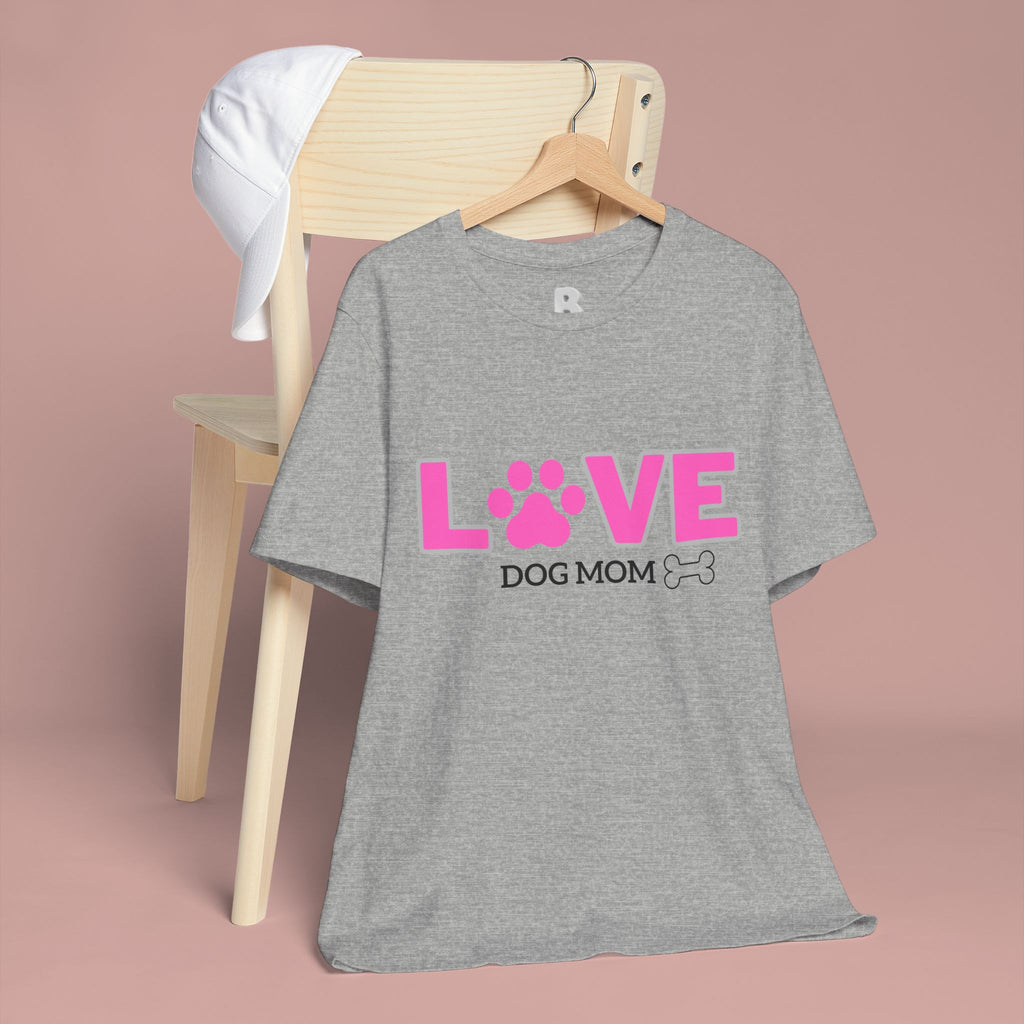 Love Dog Mom T-Shirt — Pink Paw Graphic Tee