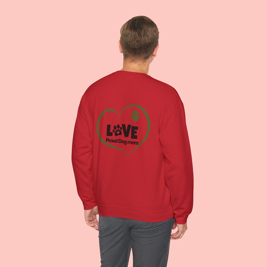 Dog Mom Sweatshirt – "LOVE" Paw Heart Crewneck
