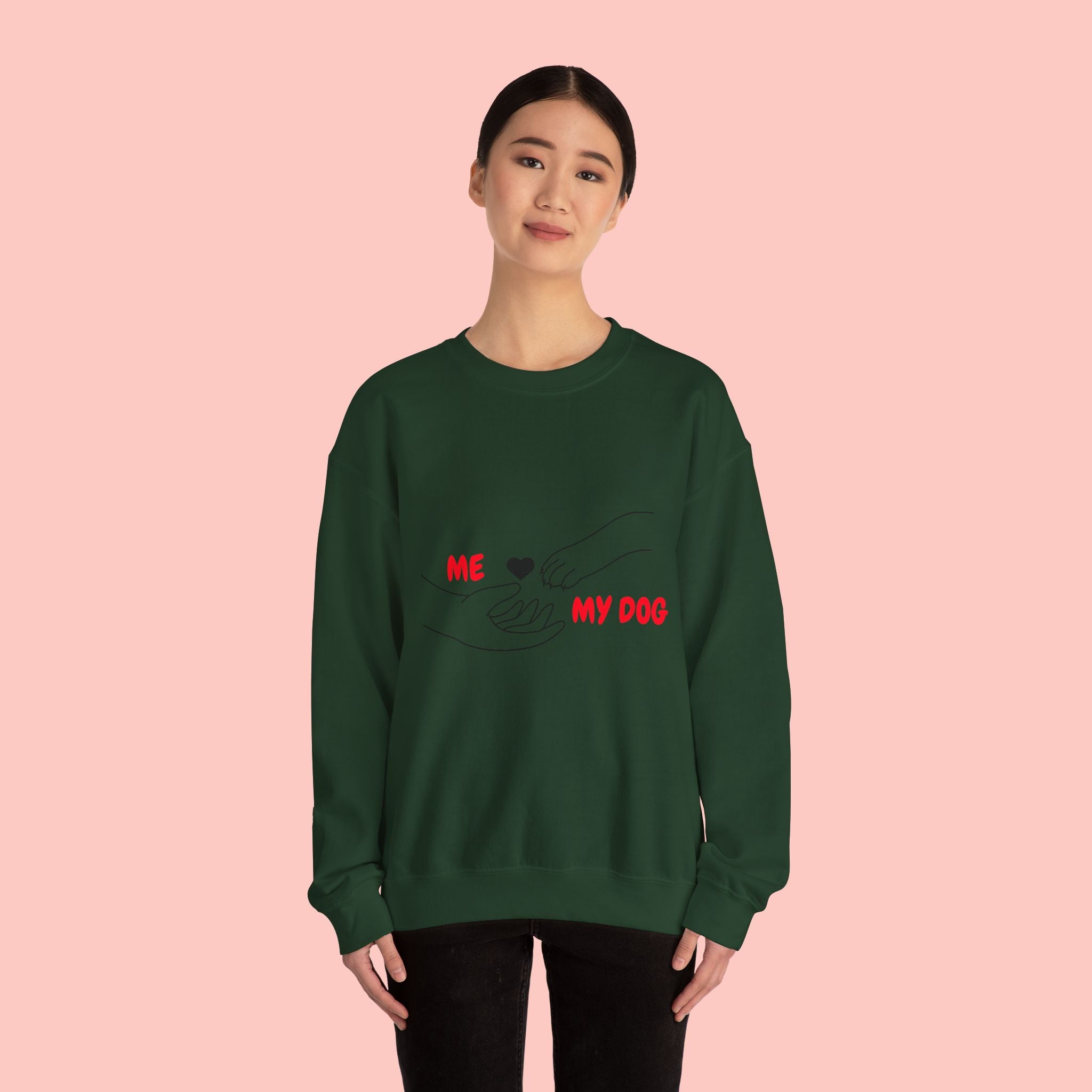 Dog Lover Crewneck Sweatshirt — "Me  My Dog" Minimalist Paw Print Design
