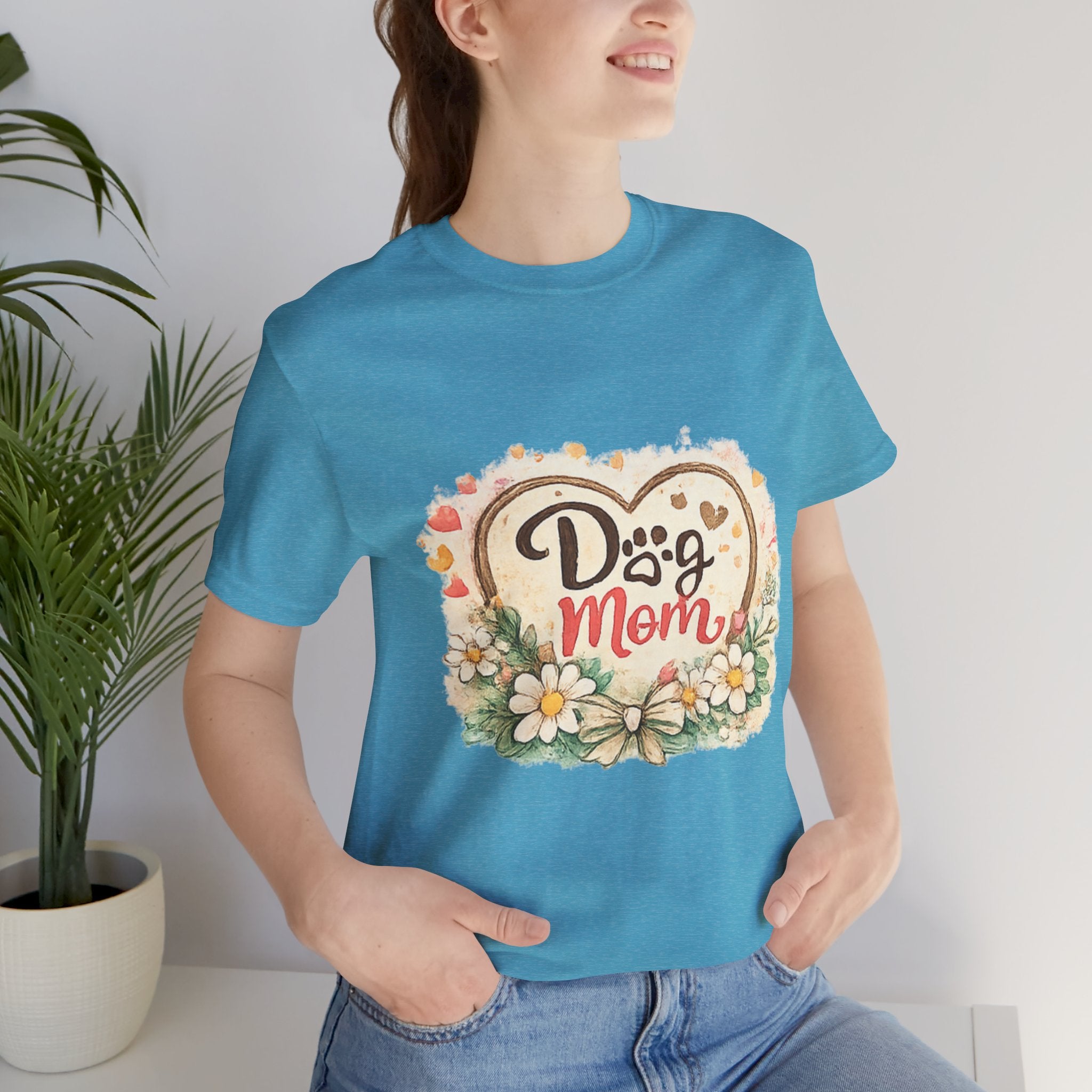 Dog Mom T-Shirt – Floral Heart Paw Design