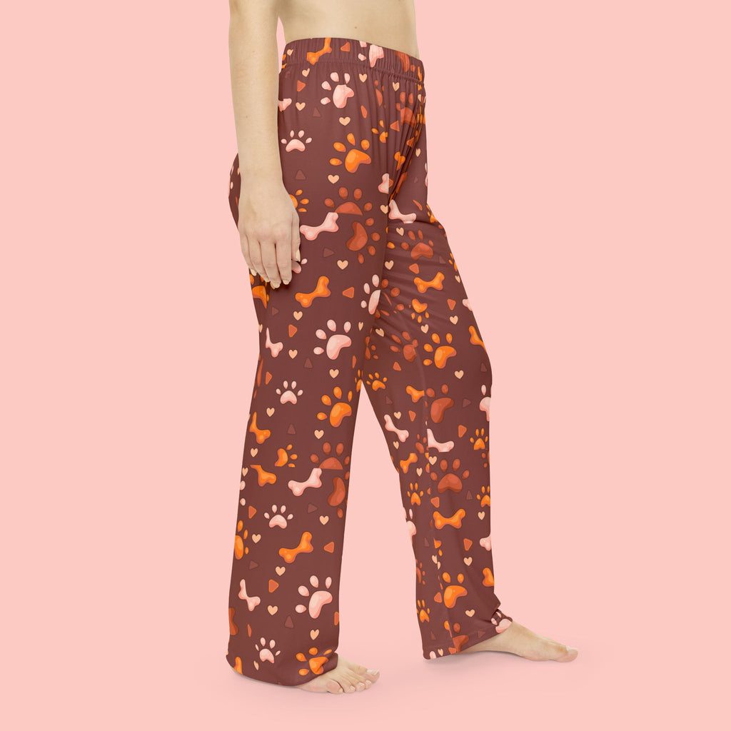 Women’s Pajama Pants — Cozy Brown Paw Print Sleepwear