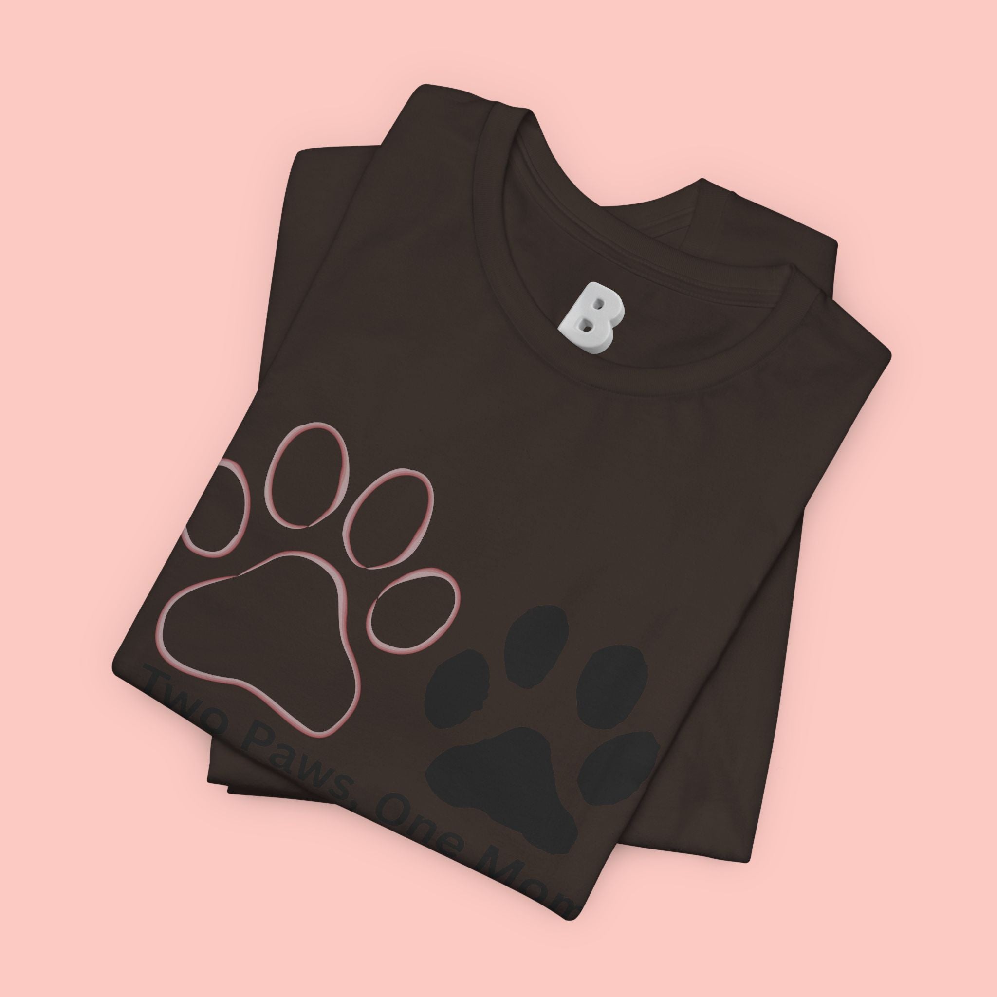 Two Paws, One Mom T-Shirt – Cute Dog Mom Paw Print Tee