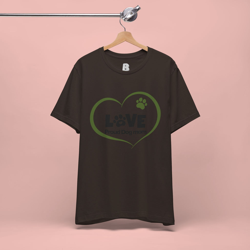 Dog Mom Love T-Shirt — "LOVE Proud Dog Mom" Heart Paw Tee