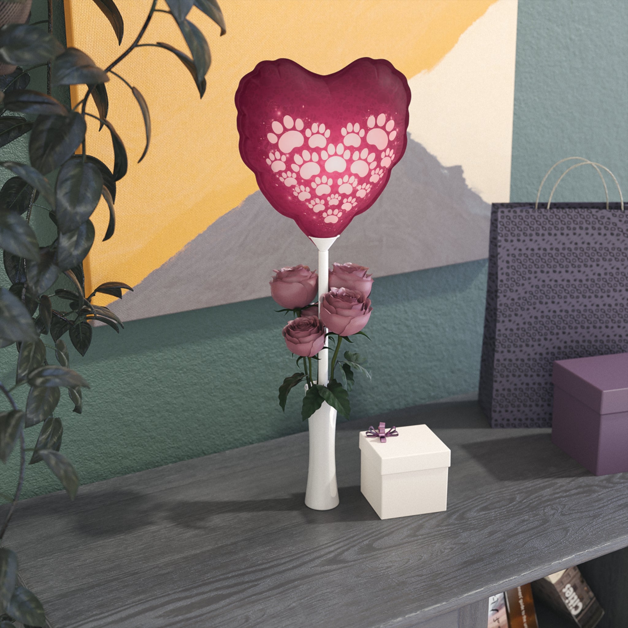 Heart Paw Print Balloon — 6" Pet Love Foil Balloon