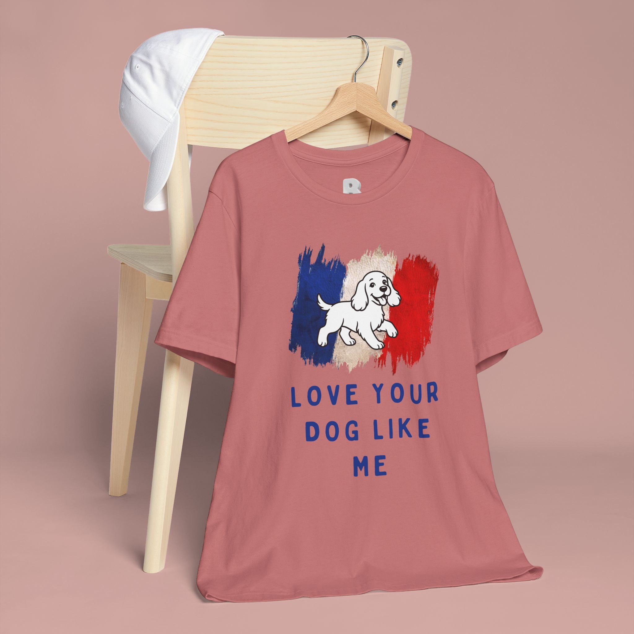 Love Your Dog Like Me T-Shirt — French Flag Heart Puppy Tee